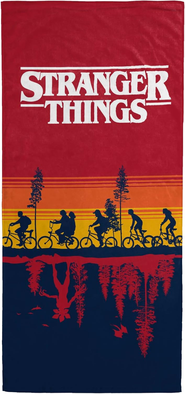 Jay Franco Beach Towel - Super Soft Absorbent Bath & Pool Towel, 28" x 58" Inch Quick-Drying and Lightweight for Travel, Official Licensed Product, Red - Stranger Things