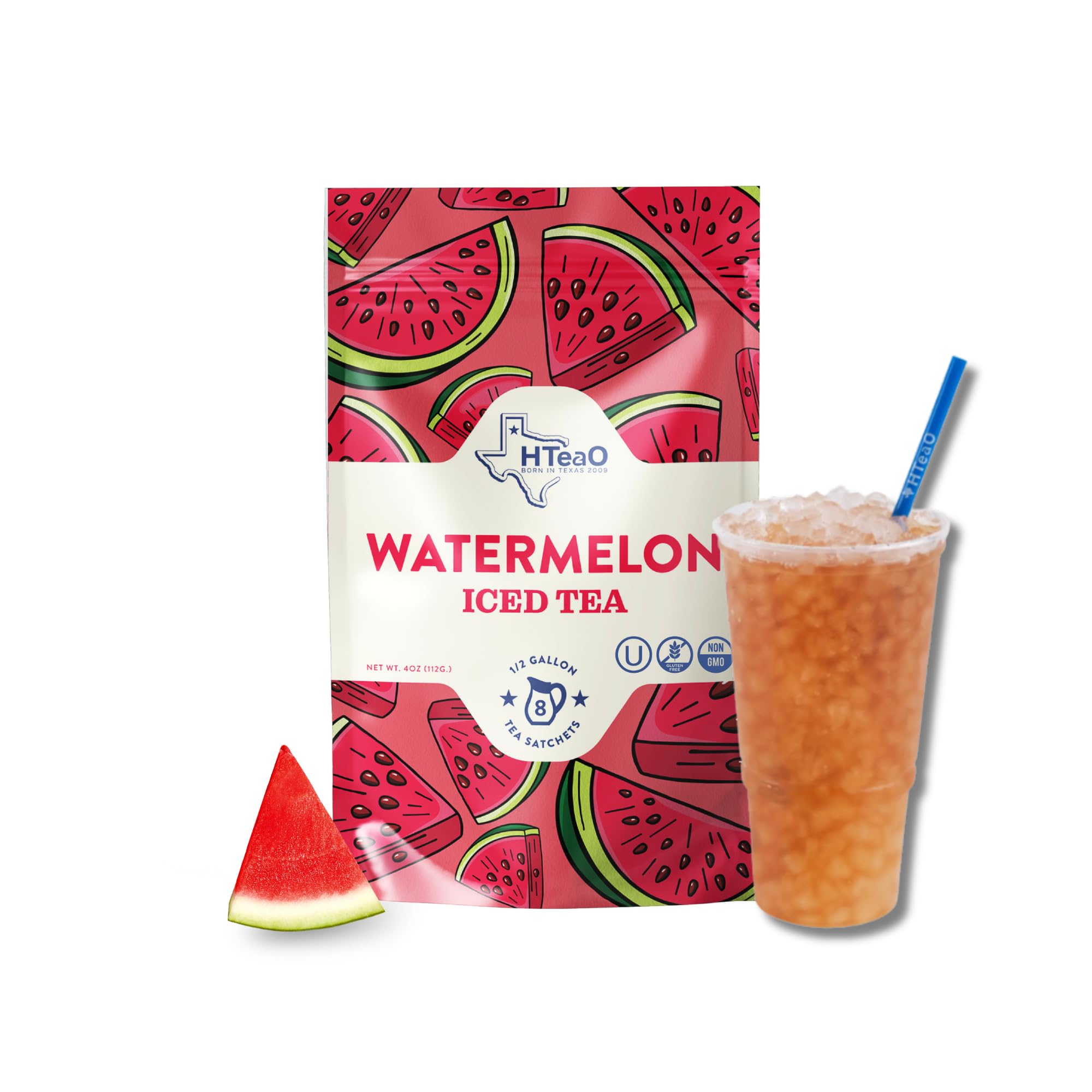 Watermelon Iced Tea Bags – Makes 4 Gallons in 5 Minutes – Large Loaded Tea Sachets for Parties, Family Gatherings, & Groups – Texas-Style Ice Tea Packets for Quick Brew (8-Count)