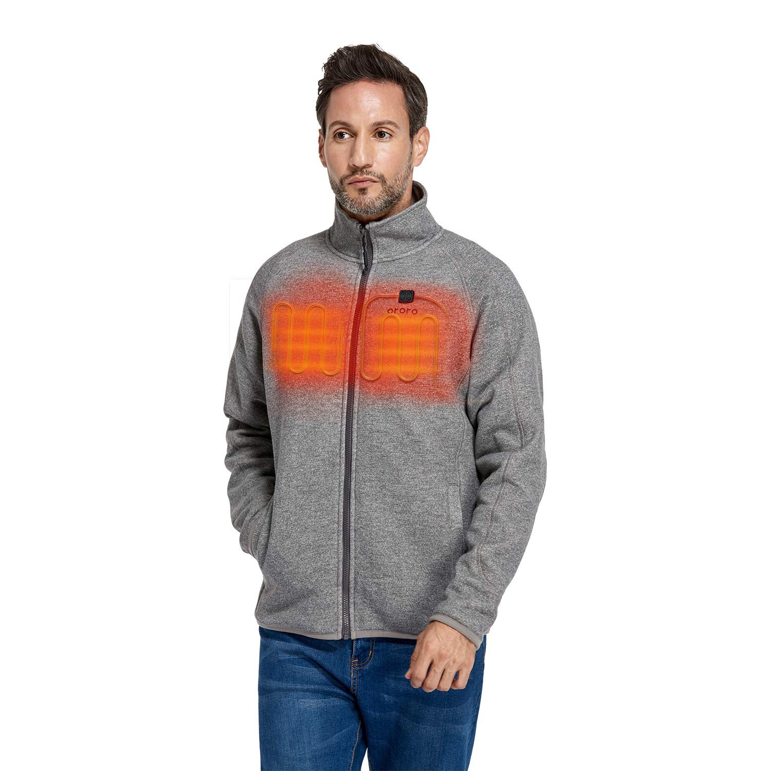 OROROMen's Heated Fleece Jacket Full Zip with Battery Pack