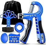 ALMAH Hand Grip Strengthener kit(5 Pack),Grip Strength Trainer,Forearm Workout Trainer Adjustable Grip Exercises,Finger Grip Strengthener,Finger Stretcher,Grip Ring & Stress Relief Ball with Carry Bag