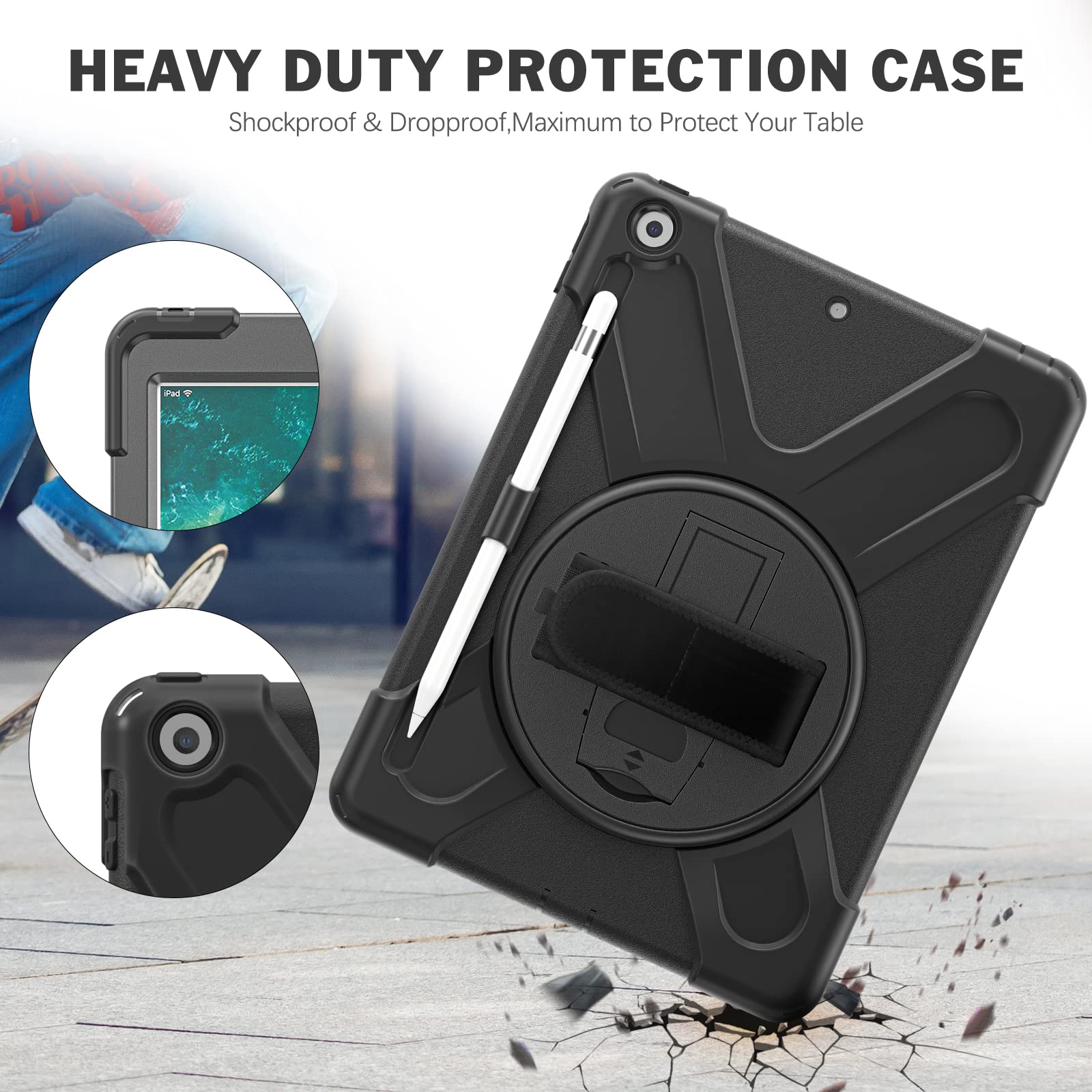 Cover Ipad Antishock Custodia Per IPad 6a/5a Generazione ZoneFoker - Antishock, Cavalletto Integrato Ipad 6 Generazione - Foto 13