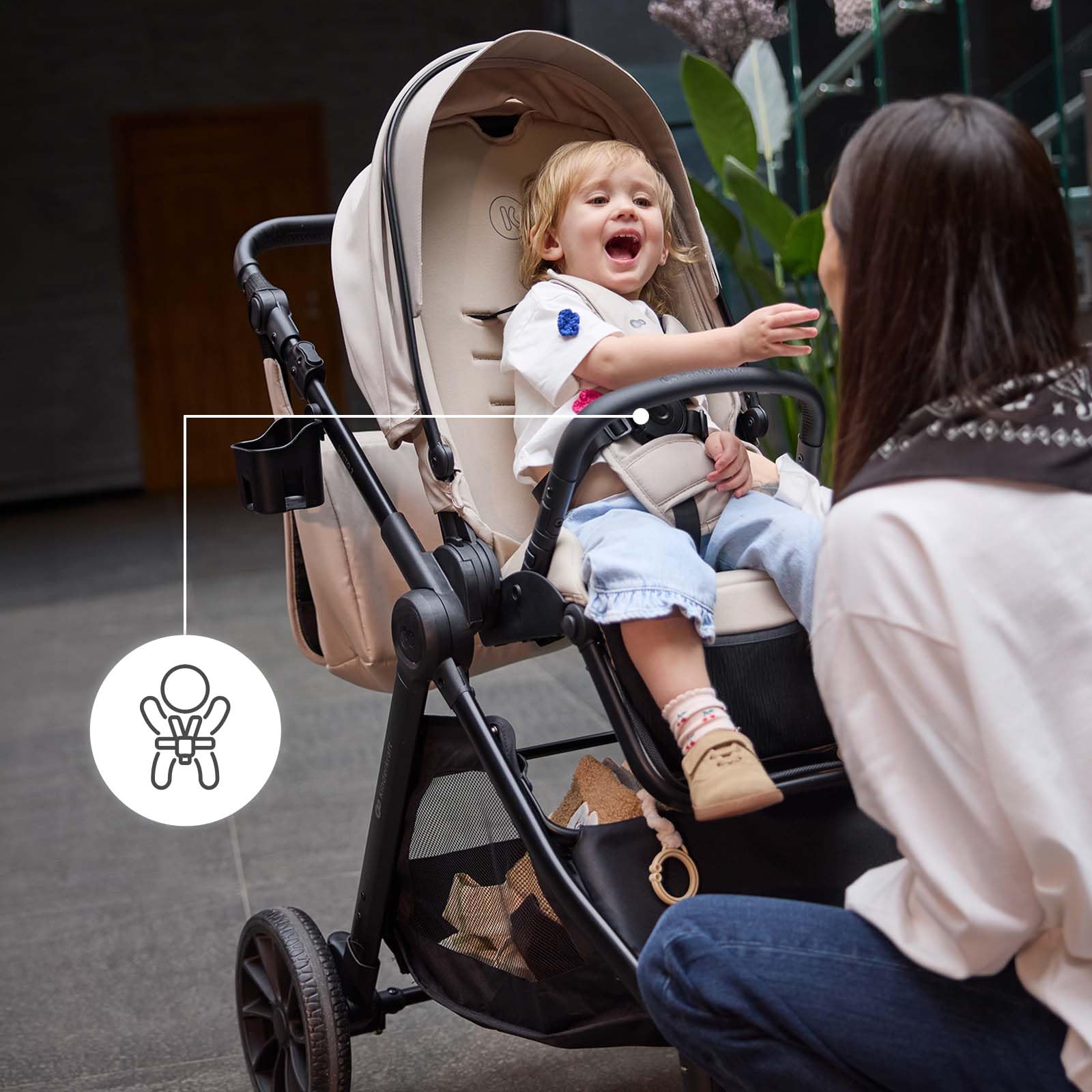 Kinderkraft VESTO 2 Kombikinderwagen 2-in-1, Buggy & Babywanne, ab Geburt bis 22 kg, beidseitige Sitzeinheit, faltbar self-standing, Federung, Travel System, Grau