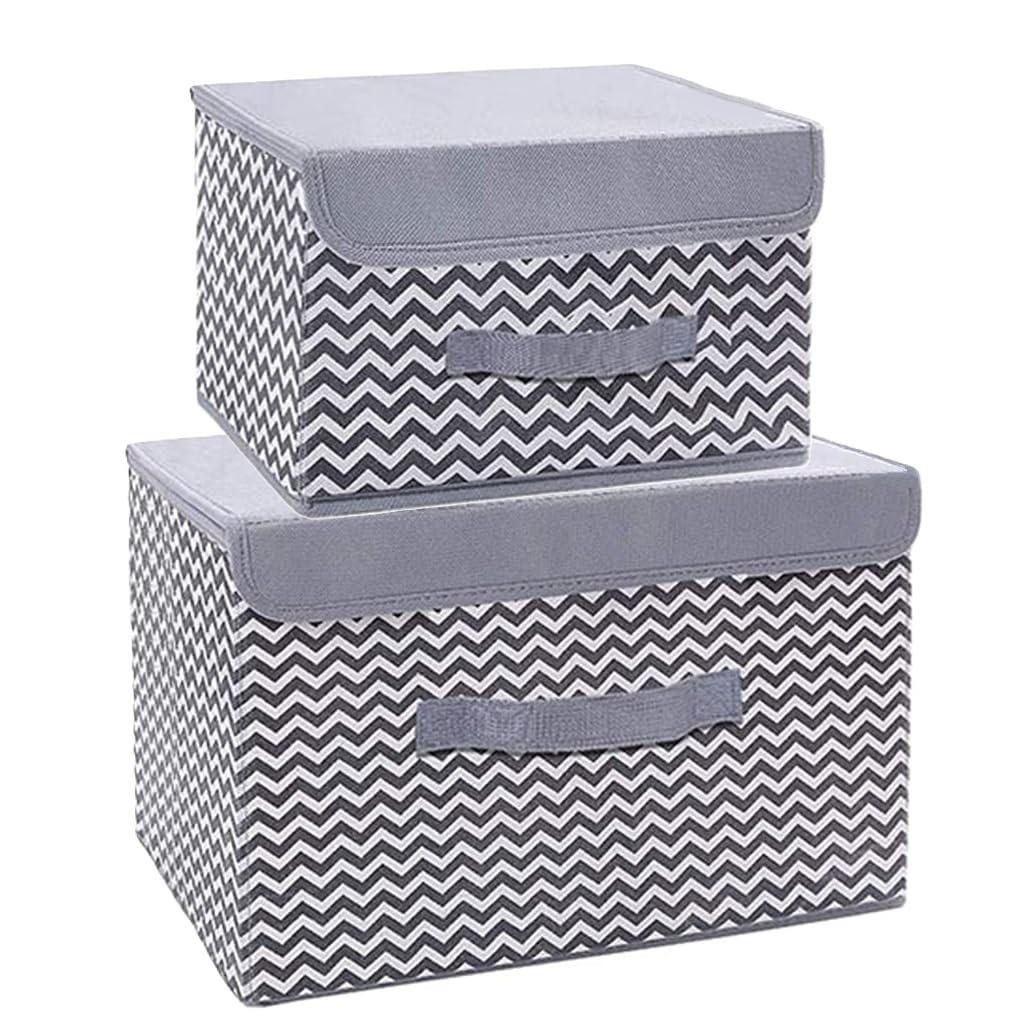 FLYNGO 2 pcs Foldable Storage box for Clothes Organiser for Wardrobe, Cloth Organizer with Lid and Handle, Storage Basket Bins for Toys, Books, and Other Supplies (Wave) (B0DBR5K5HL) Amazon Price History, Amazon Price Tracker