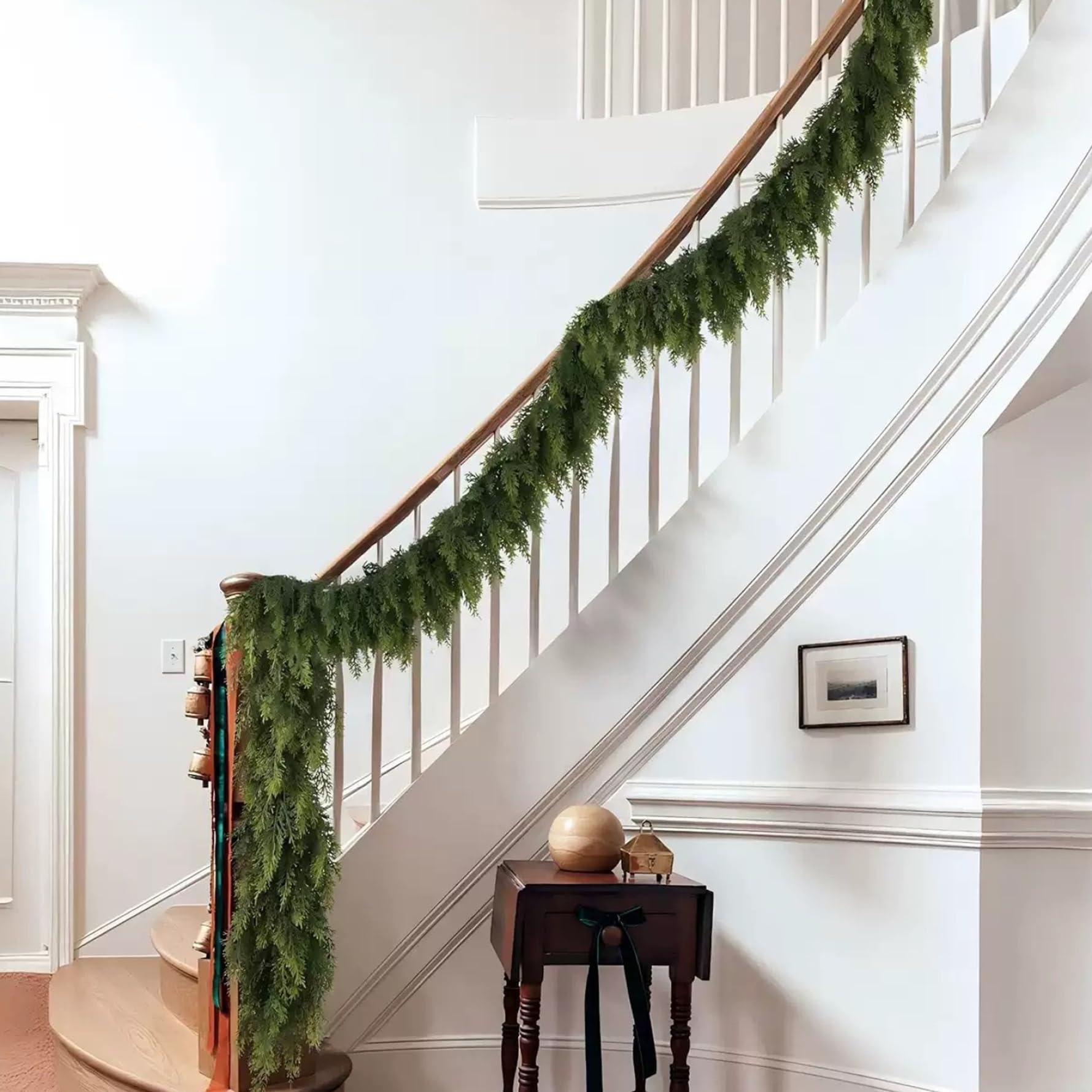 Guirlande de Noël en cèdre Artificiel Vert, PVC Souple, 2, 7 m, pour cheminée, intérieur ou extérieur