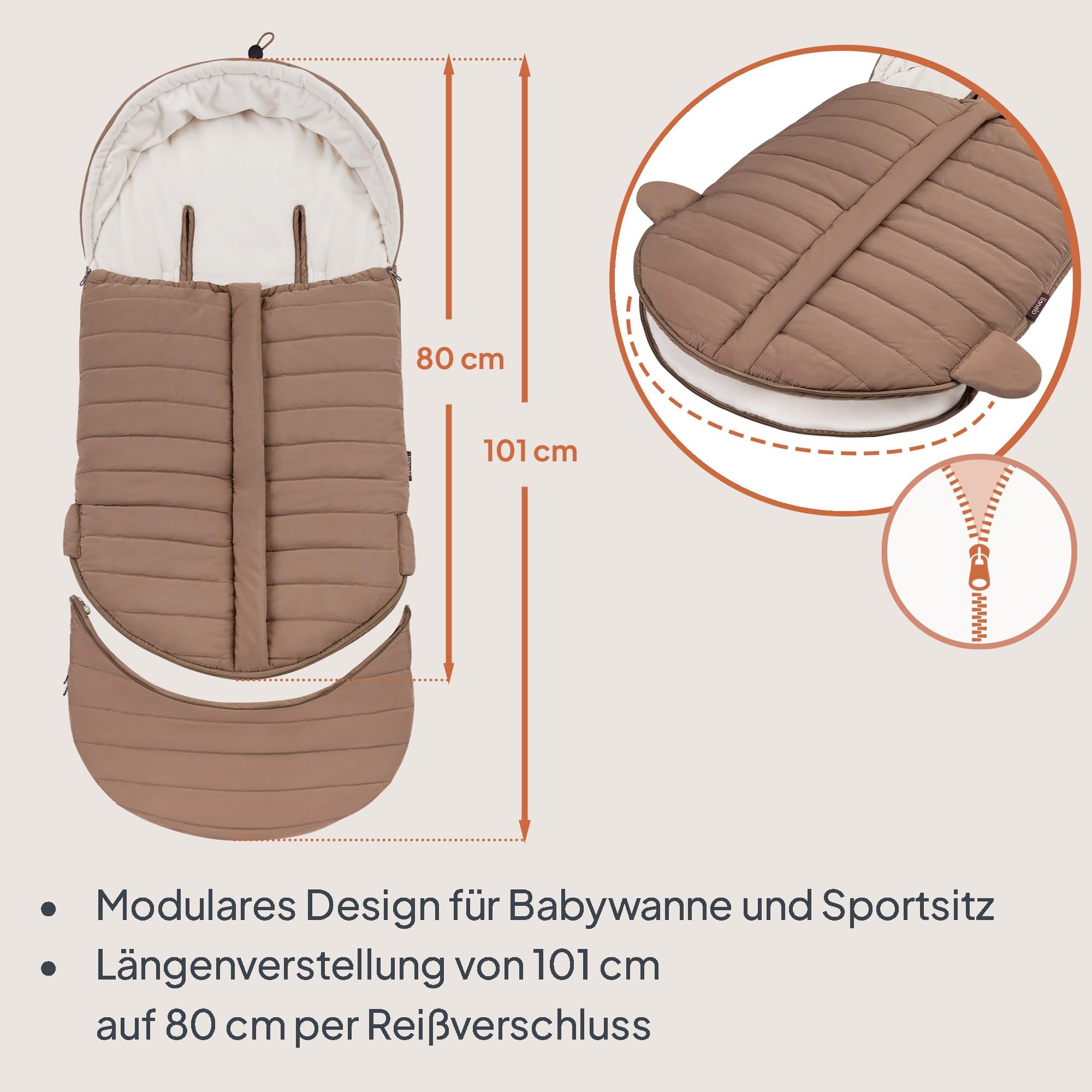 Lionelo Oli Winterfußsack Kinderwagen – Universal für Buggy & Babywanne | Öffnungen für 5-Punkt-Gurt, wasserabweisend, warm bis −20°C, mit Reißverschluss, waschbar, hypoallergen