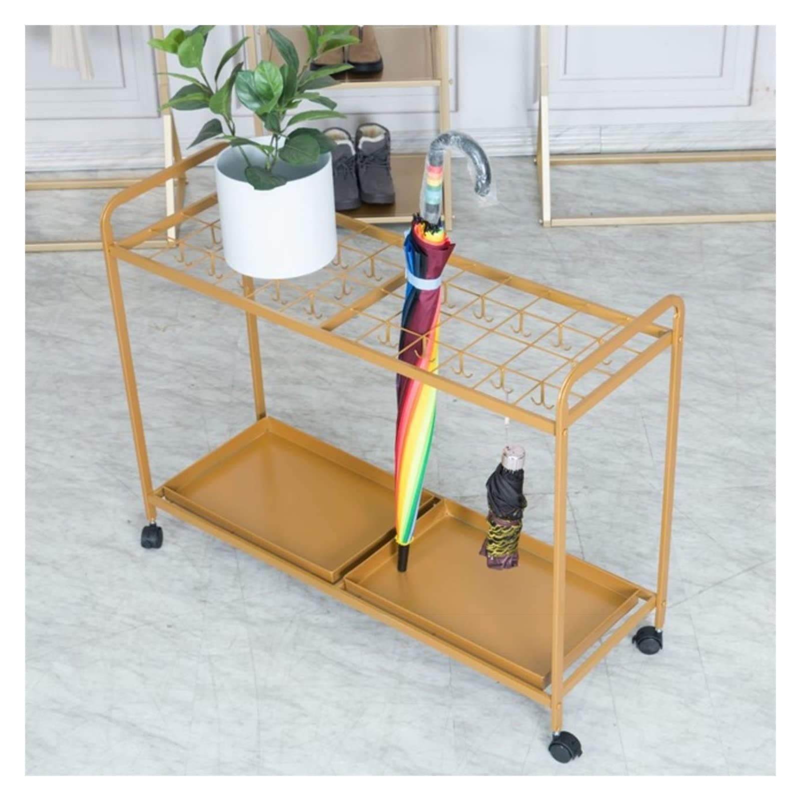 Porte-parapluies à roulettes grand organisateur robuste pour entrée et bureau
