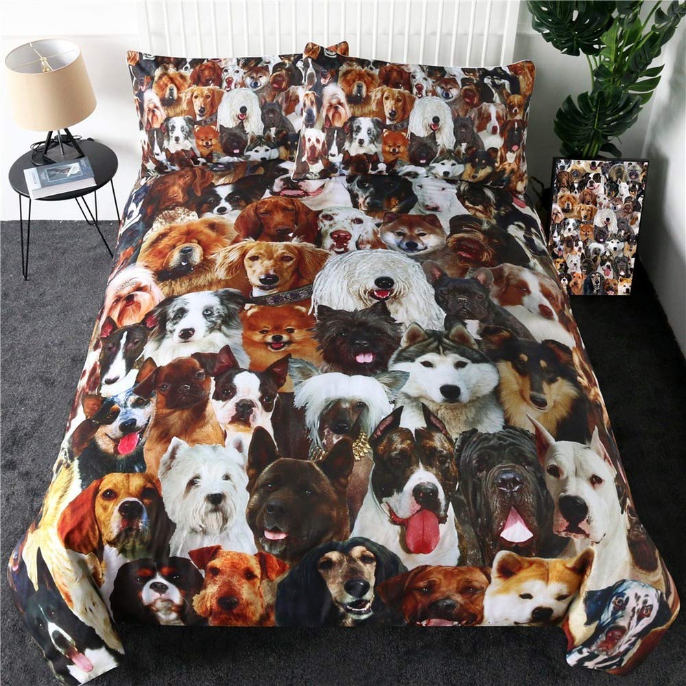 Parure de lit 3 pièces housse de couette enfant chien 3D