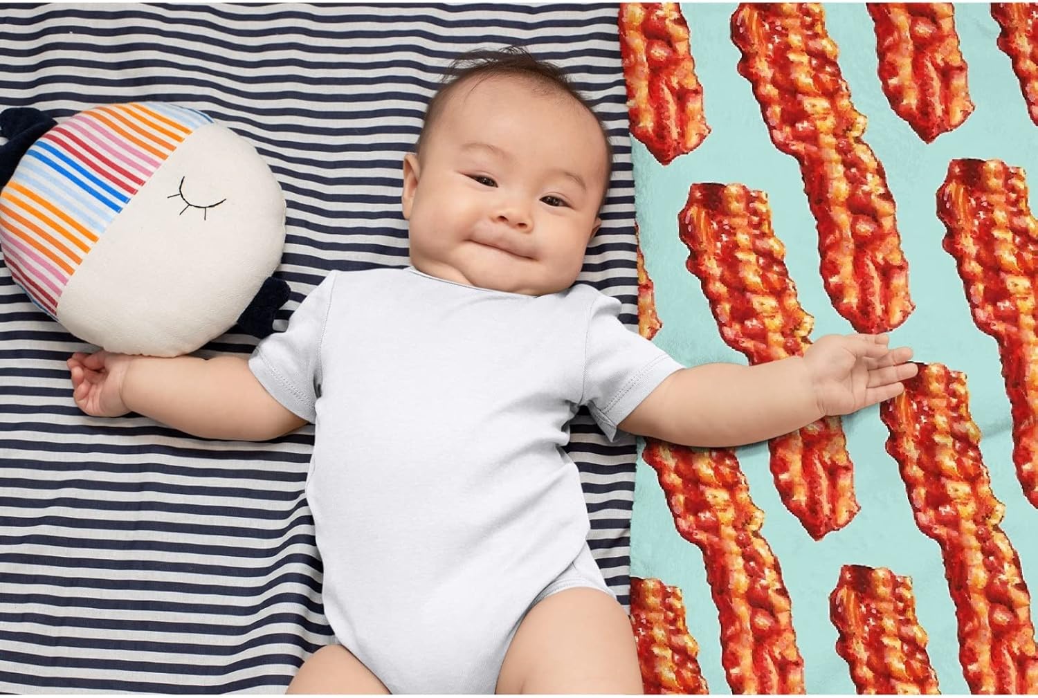 Bacon Blanket Soft Fluffy Cozy Warm Luxury Flannel Throw Blankets for Bed Couch Chairs Dorm Gifts for Women Boys Girls Large (80"x60")