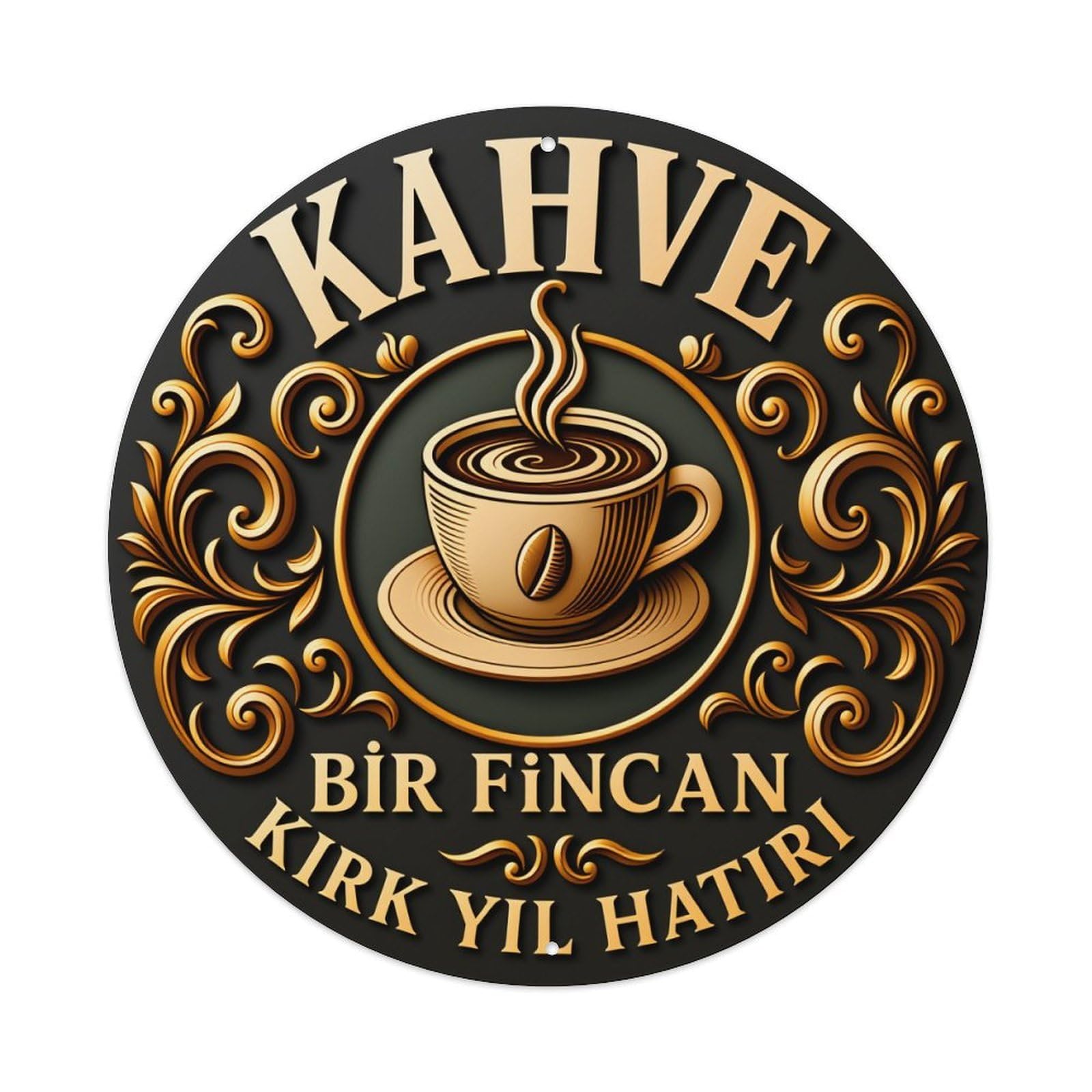 Coffee Cup With Steam And Bean Metal Tin Sign Vintage Garden Bedroom Cafe Bar Man Cave Home Wall Decor Metal Poster 8x8 inches
