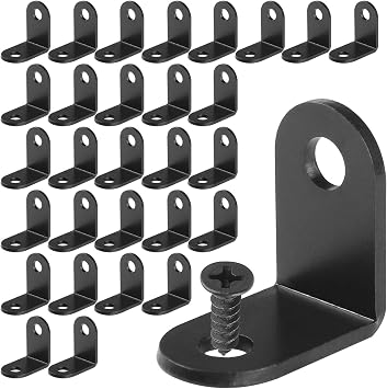 80PCS 1 x 1 x 0.6 inch Small Corner Brace for Wood Heavy Duty Black Corner Brace L Shape Corner Brackets Metal Joint Right Angle Bracket Fastener for Chair Bookshelf Furniture
