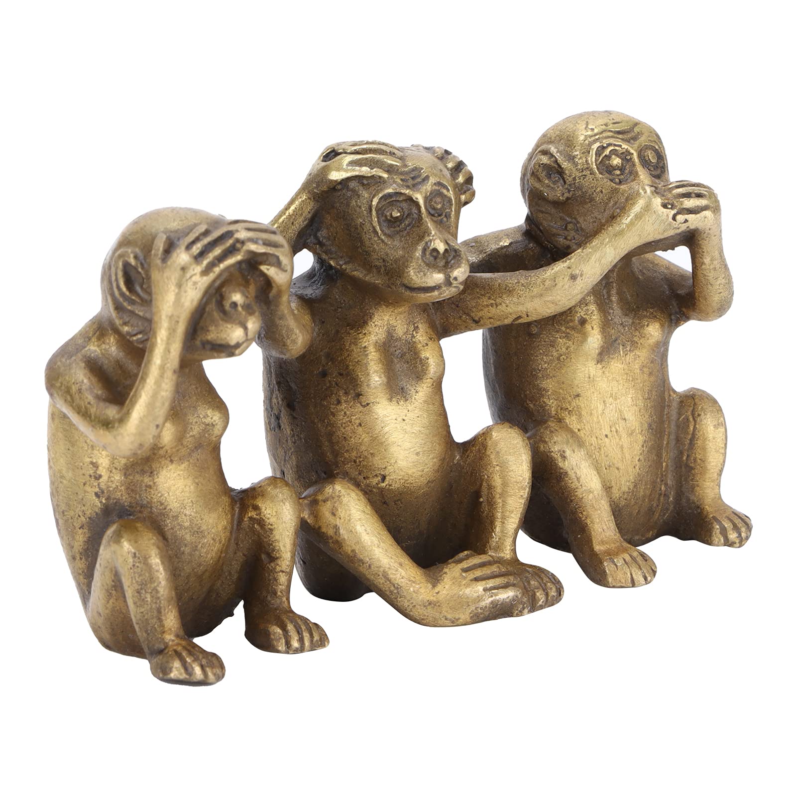 BRABUD Statue Laiton 3 Singes - See No, Speak No, Hear No Evil - Déco De Bureau Ou Maison - Cadeau Original
