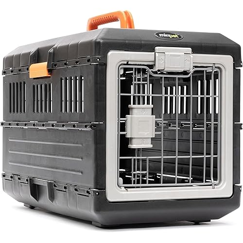 Pet Carrier & Crate, 21.5"L x 12"W x 14"H - Collapsible for Small Cats and Dogs, Portable Hard Plastic Wall Kennel for Indoor/Outdoor Use