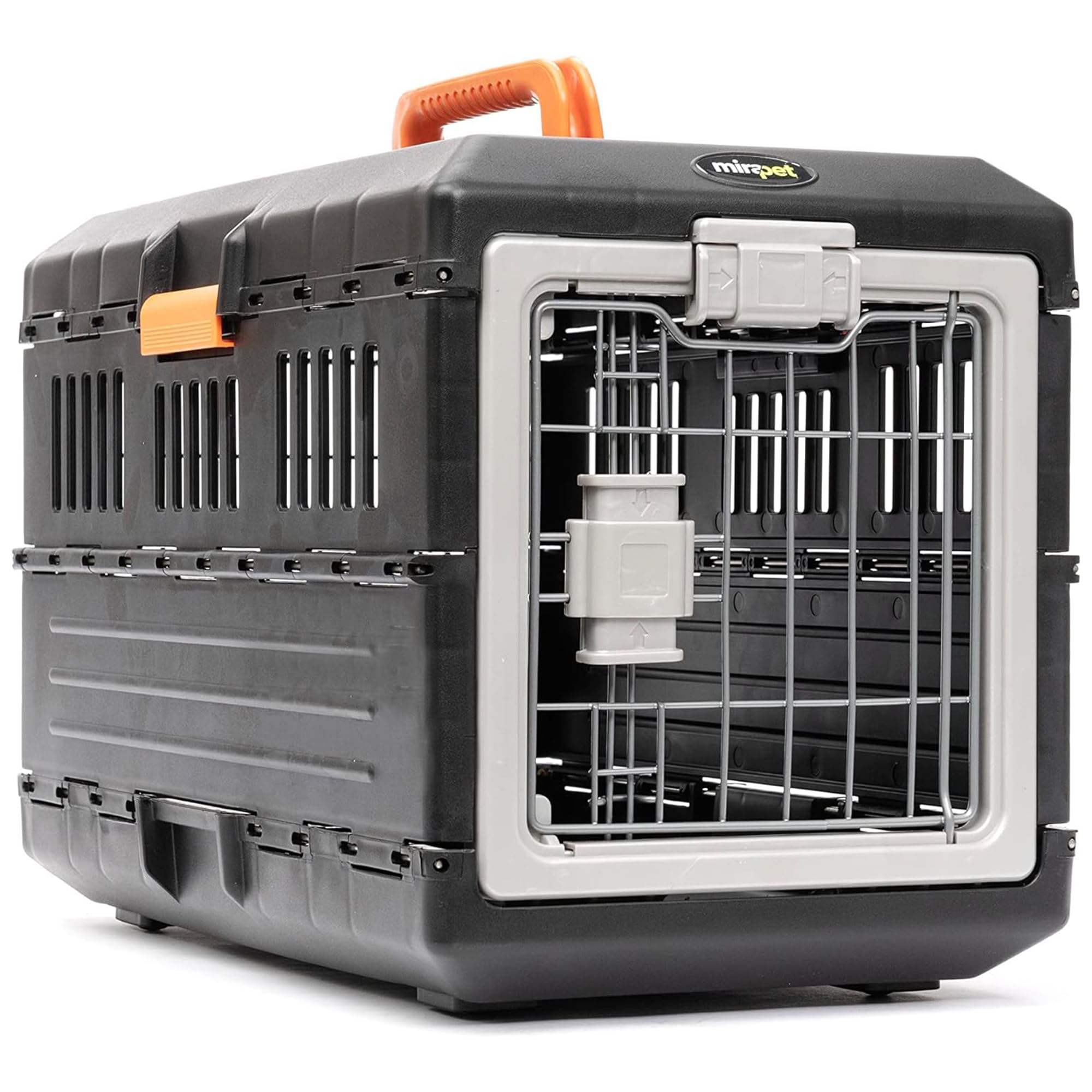 Pet Carrier & Crate, 21.5"L x 12"W x 14"H - Collapsible for Small Cats and Dogs, Portable Hard Plastic Wall Kennel for Indoor/Outdoor Use