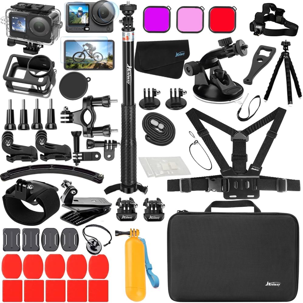 Accessories Kit for DJI Osmo Action 6 Waterproof Case Diving Housing Silicone Case Glass Screen Protector Film Whole Bundle 60D