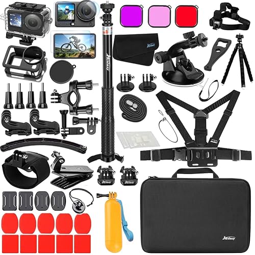 Husiway Accessories Kit for DJI Osmo Action 6 Waterproof Case Diving Housing Silicone Case Glass Screen Protector Film Whole Bundle 60D
