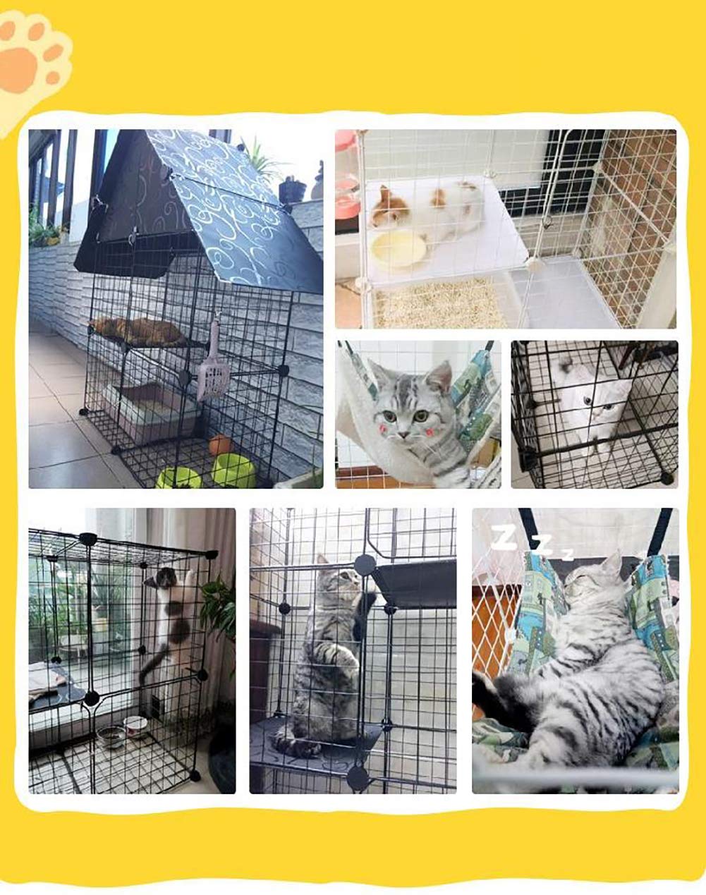 LANGXUN PILIN organizer do kostek do przechowywania czarnego drutu metalowego, DIY klatka dla małych zwierząt dla królika, świnek morskich, szczeniaka | Produkty dla zwierząt domowych przenośne metalowe ogrodzenie z drutu (24 szt.)