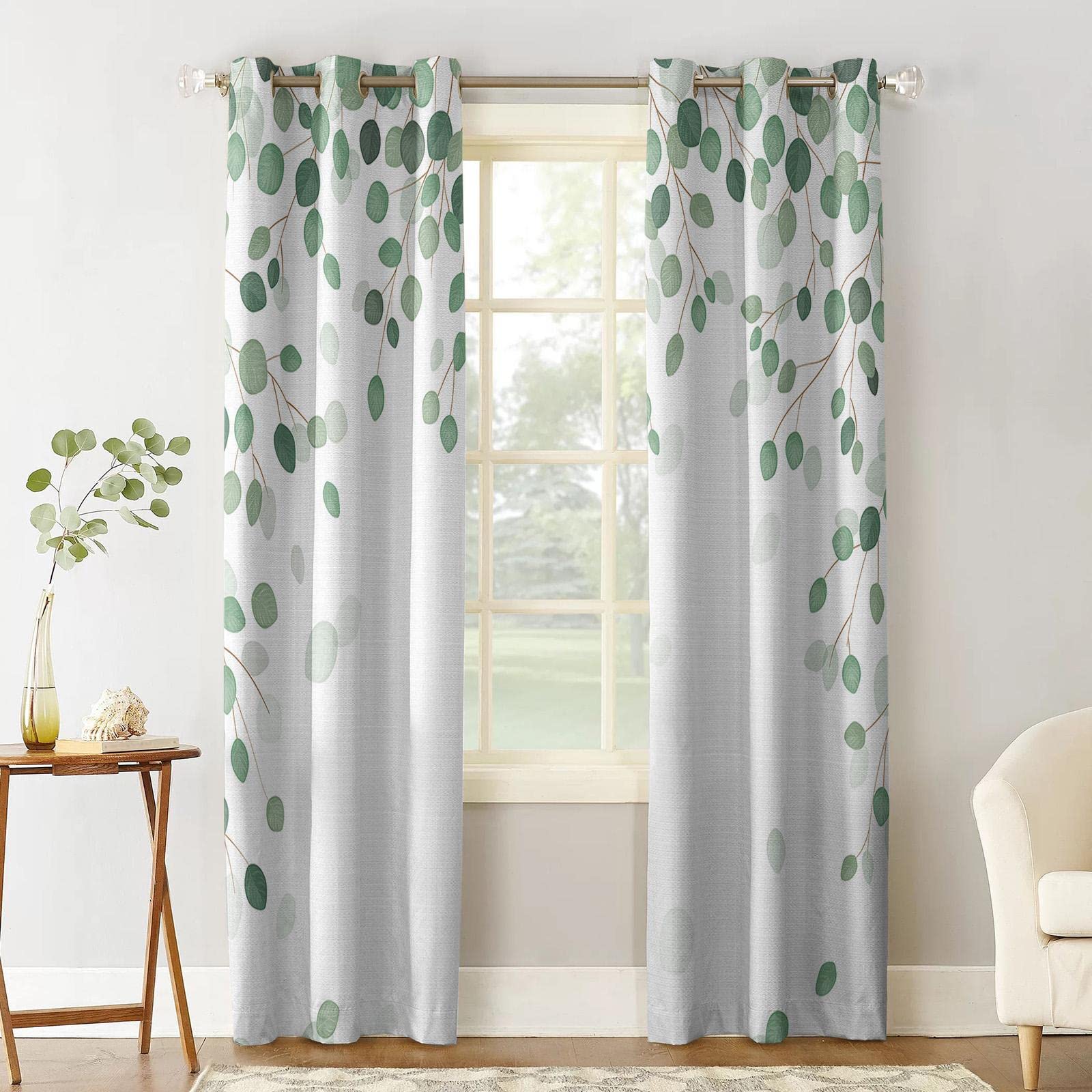 Rideaux de fenêtre eucalyptus 240x300cm en tissu premium pour magnifier le design de votre chambre