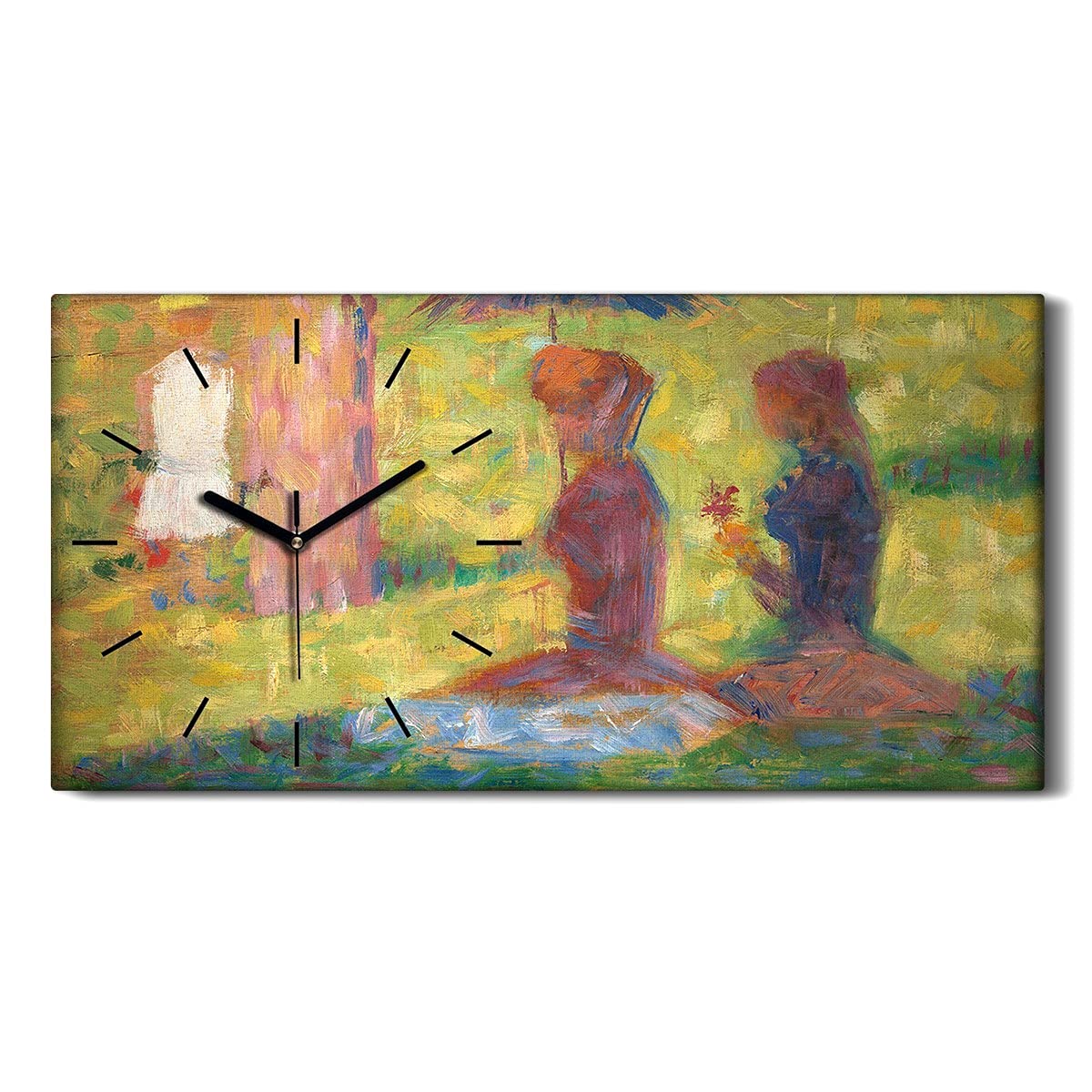Horloge sur toile salon moderne et silencieuse déco murale impressionniste 60x30