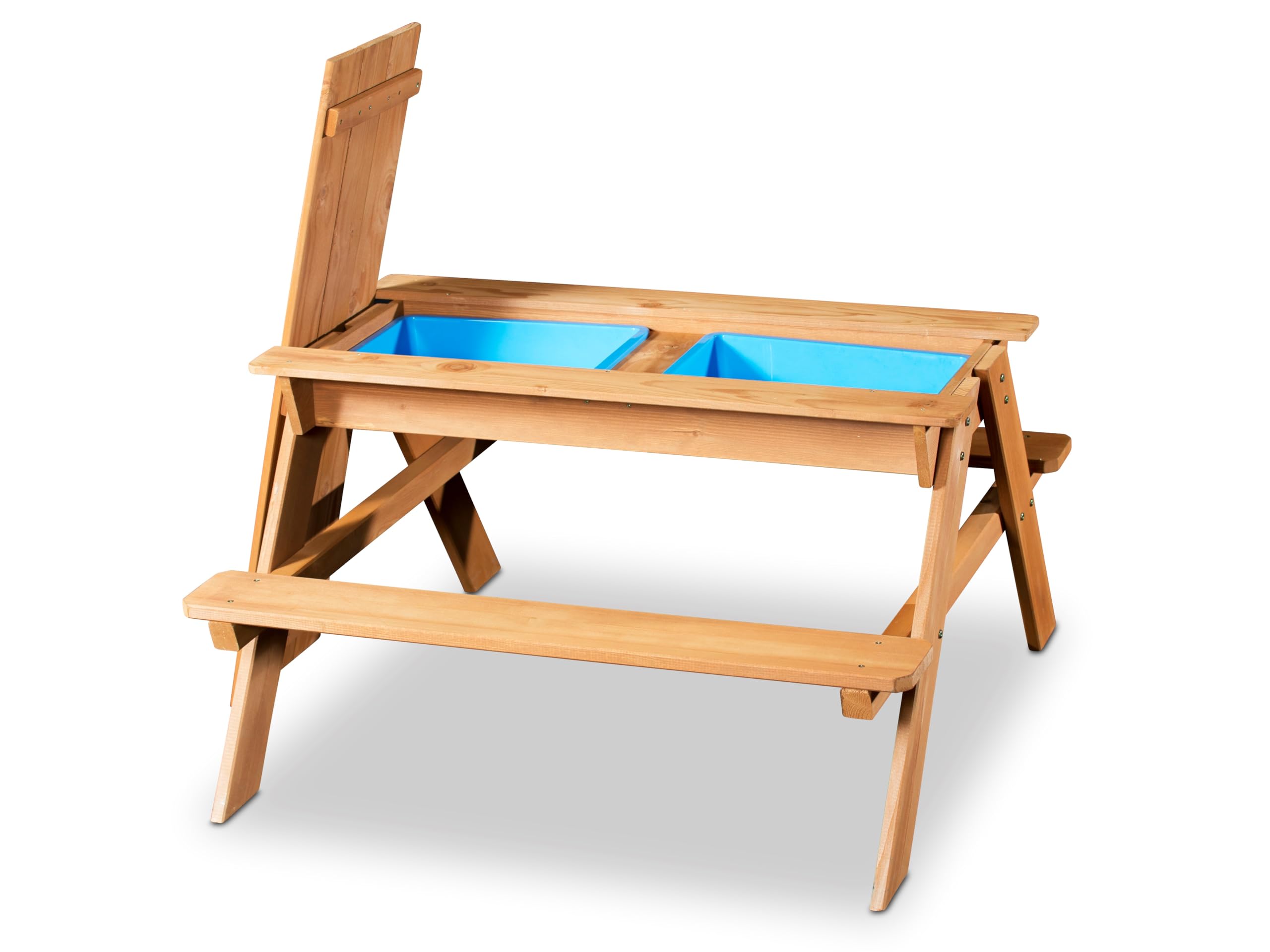 Coemo 2-in-1 Kindersitzgruppe aus Massivholz – Sand- und Wasserspieltisch, 4 Plätze