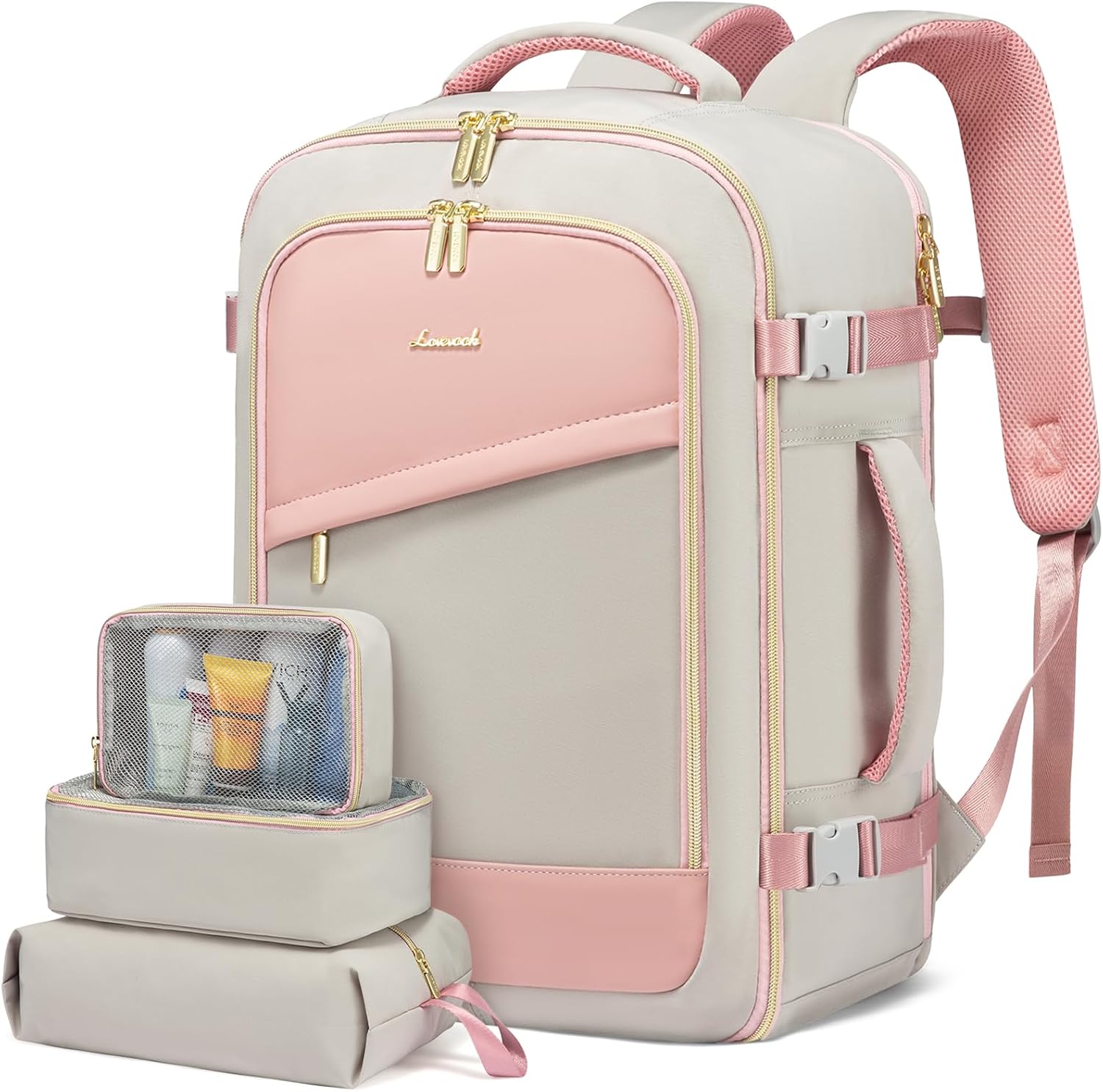 LOVEVOOK Travel Backpack Cabin Size for Women, Flight Approved 40L Rucksack Bag, Carry On Backpacks 45x36x20, Womens Hand Luggage for Plane Travelling, Suitcase Daypacks Fits 17.3 Inch Laptop