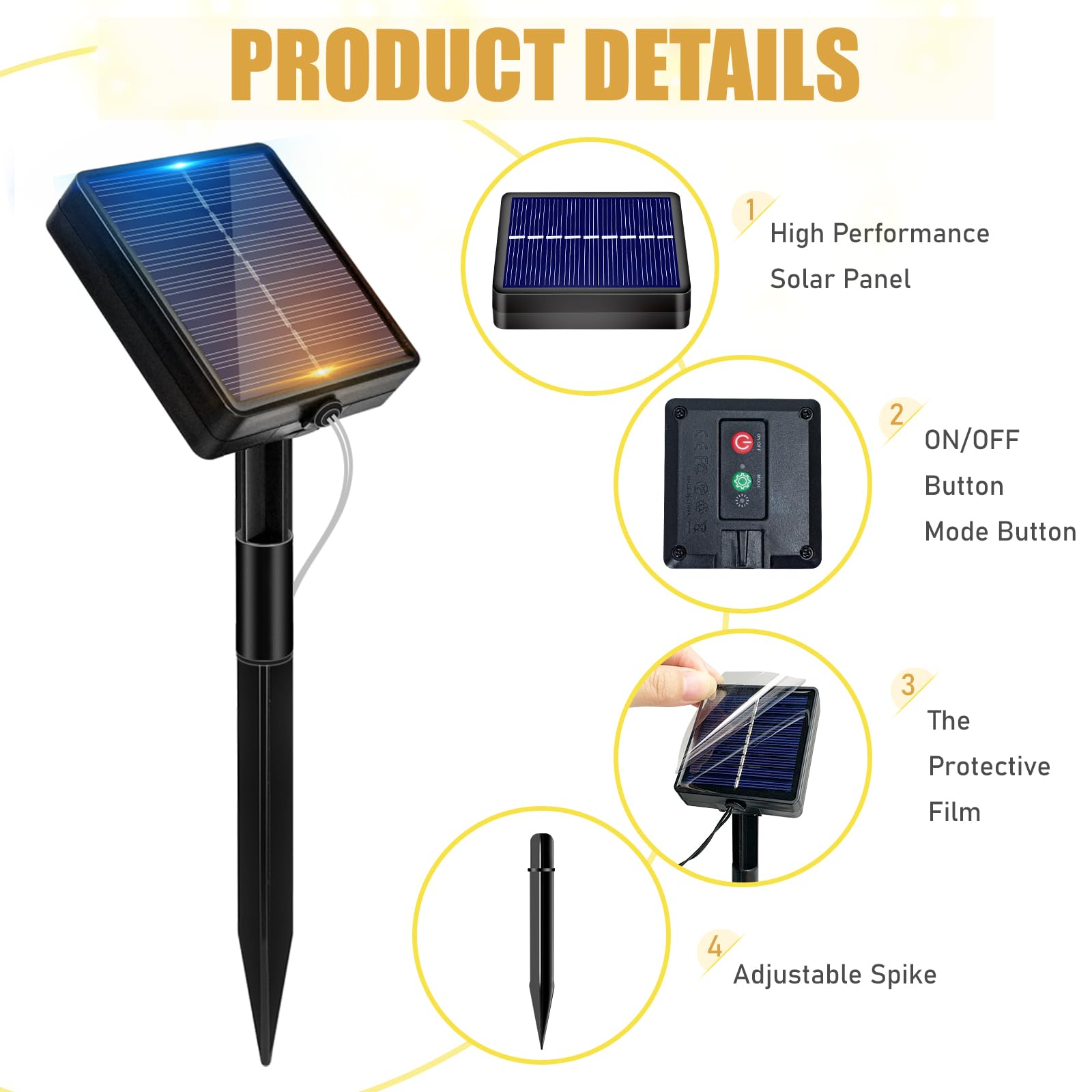 litogo [4 Pacchi] Catena Luminosa Esterno Solare, 12m 120 LED Luci Solari Esterno 8 Modalità Impermeabili Filo di Rame Luci Lucine per Giardino, Natale, Patio, Cancello, Matrimonio, Festa