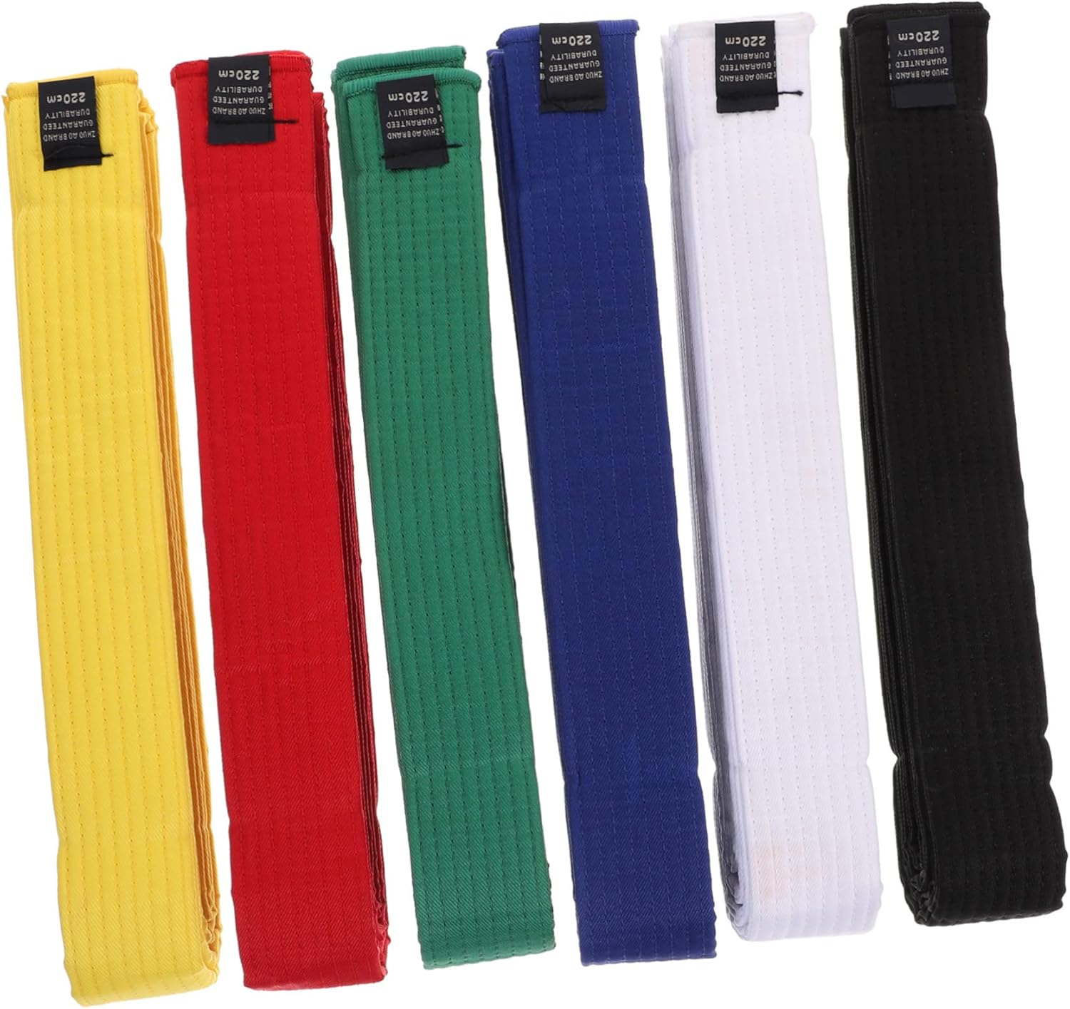Toyvian 6pcs Karate Belts Cotton Martial Arts Waist Wraps for Boys and Girls Adults Taekwondo Black White