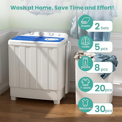 Miniatura 2 de Auertech Lavadora portátil de 28 libras, lavadora portátil para apartamento con lavadora de 18 libras, giratoria de 10 libras, mini lavadora