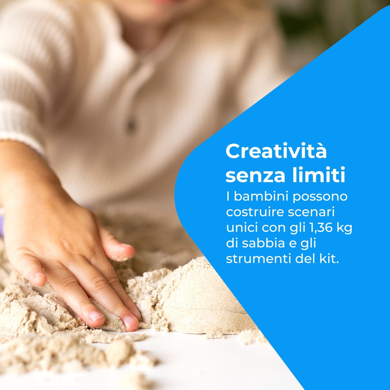 NK Gioco Sabbia Magica per Bambini 2 3 4 5 6 Anni - Set di Costruzione per Bambini con 1.36kg di Sabbia 2 colori e Sabbiera di 40x40cm, Giocattolo Regalo Originale per Natale e Compleanno (48 pezzi)