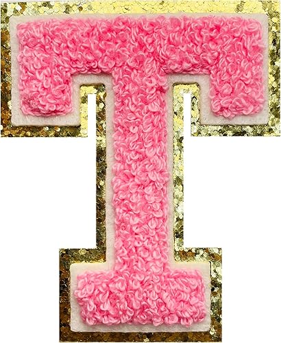 Miniatura 192 de Jongdari Letras termo-adhesivas para ropa, parche de letras de felpilla con brillantina del alfabeto, apliques para coser con adhesivo planchado, 8