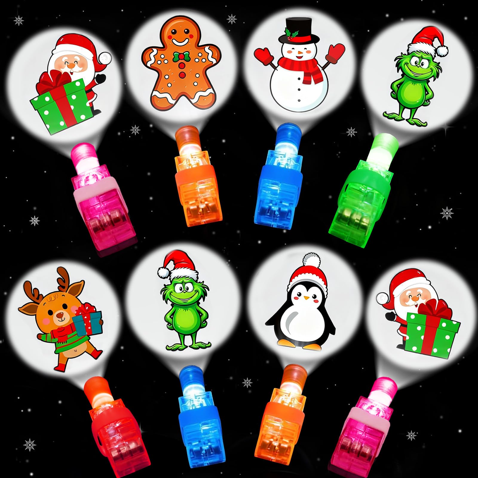 Vodoco Christmas Party Favors, 36 LED Finger Lights Goodie Bag Stocking Stuffers for Kids, Xmas Toys Gifts School Prizes for Goodie Bag Stuffers