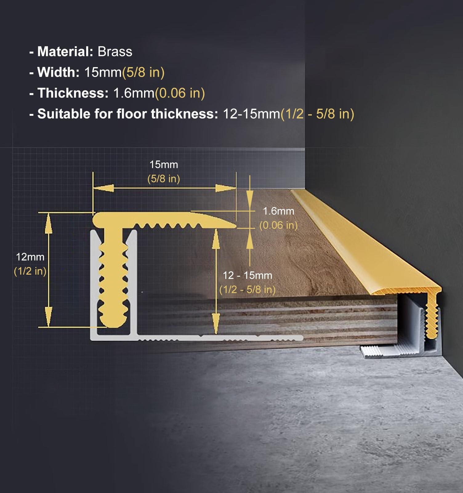 Profil ochronny krawędzi podłogi z podstawą ze stopu aluminium(35 3/8in(0.9m))