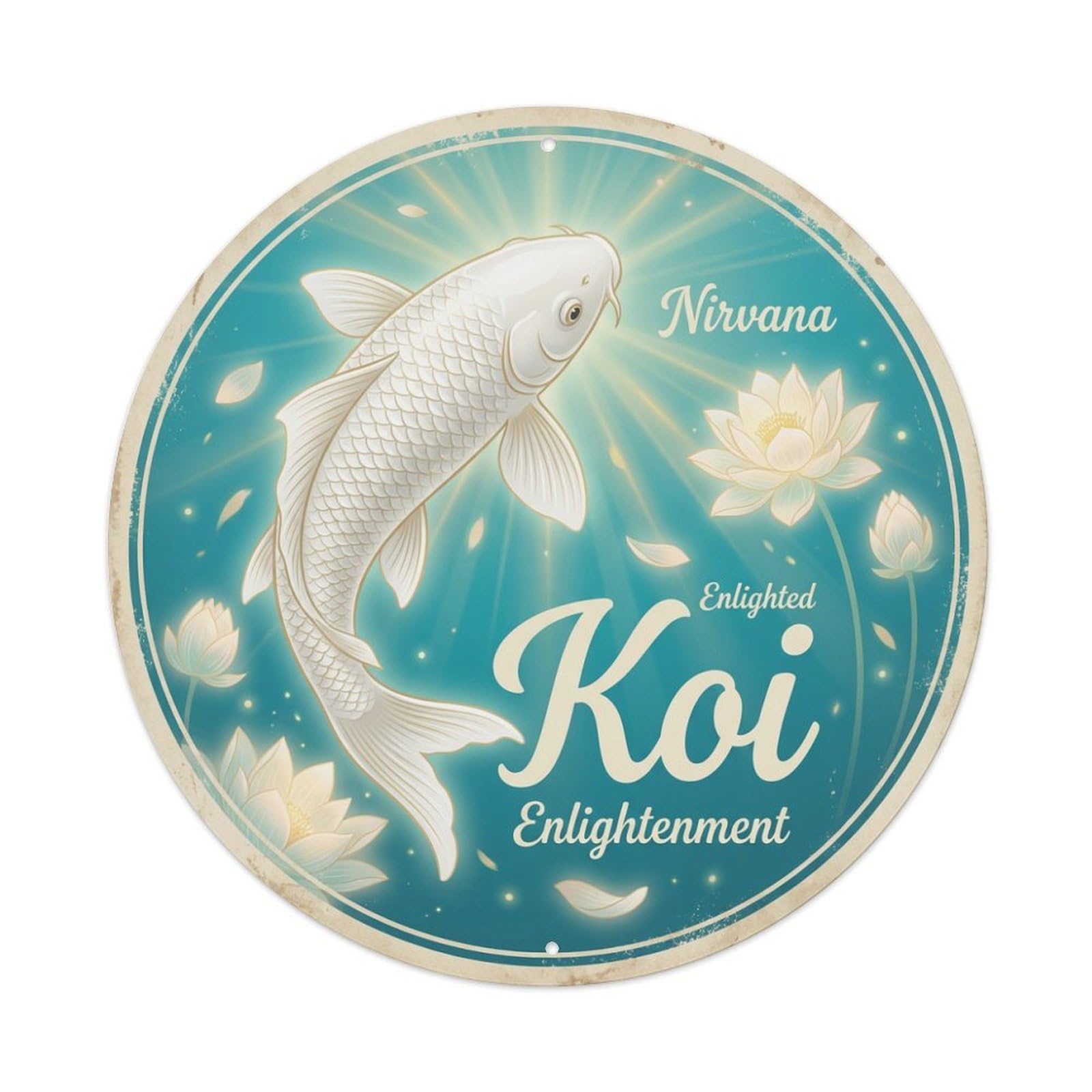 Xanthor Style Koi Fish Nirvana Peace Waters Metal Tin Sign
