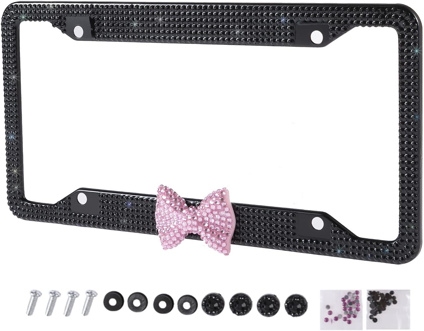 Fashion Sparkle 4 Holes Black Frame Pink Bowknot Design