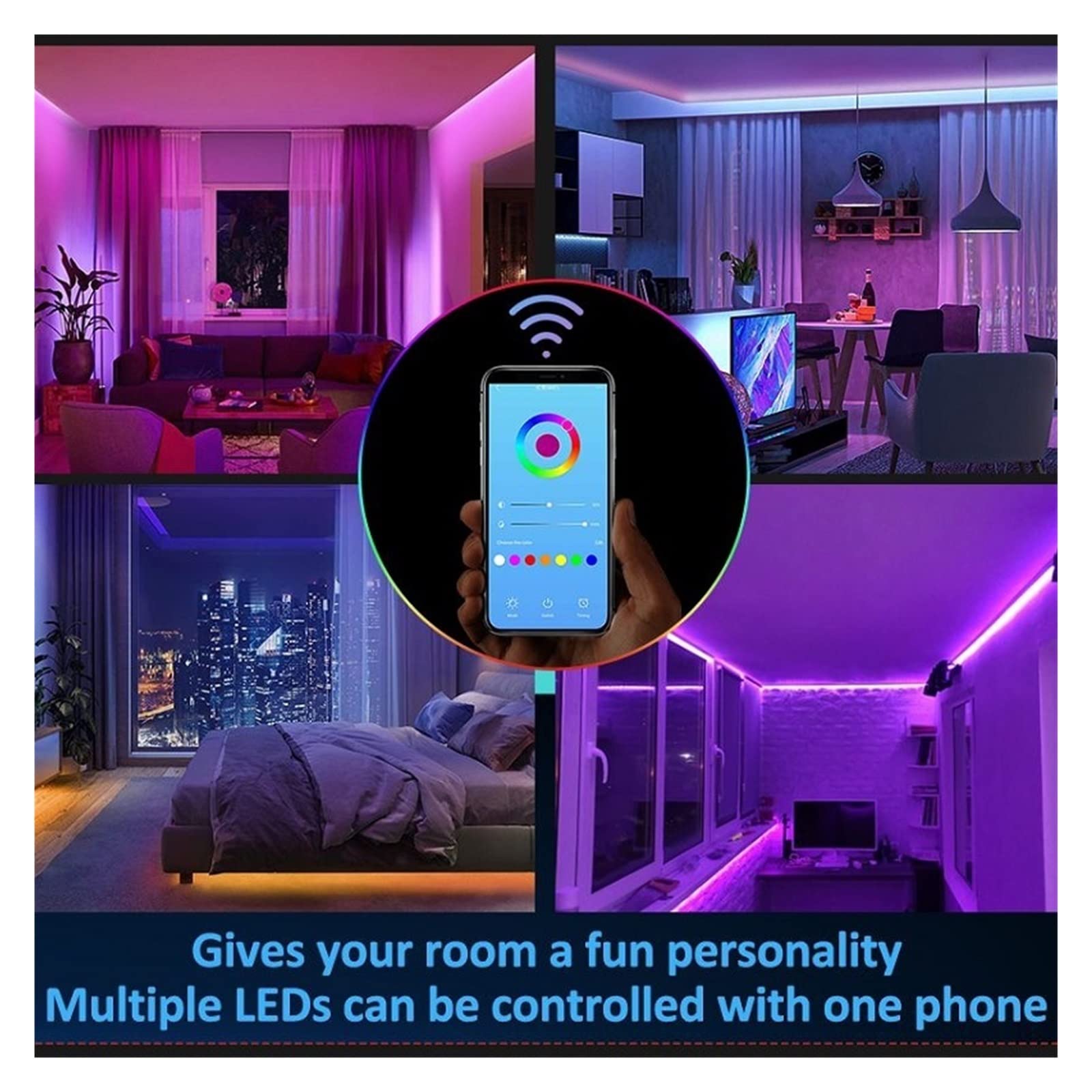 Bande lumineuse LED RGB5050 - Ruban flexible à diode LED pour décoration de chambre, rétroéclairage TV, maison (BT 24 touches, 40 m)