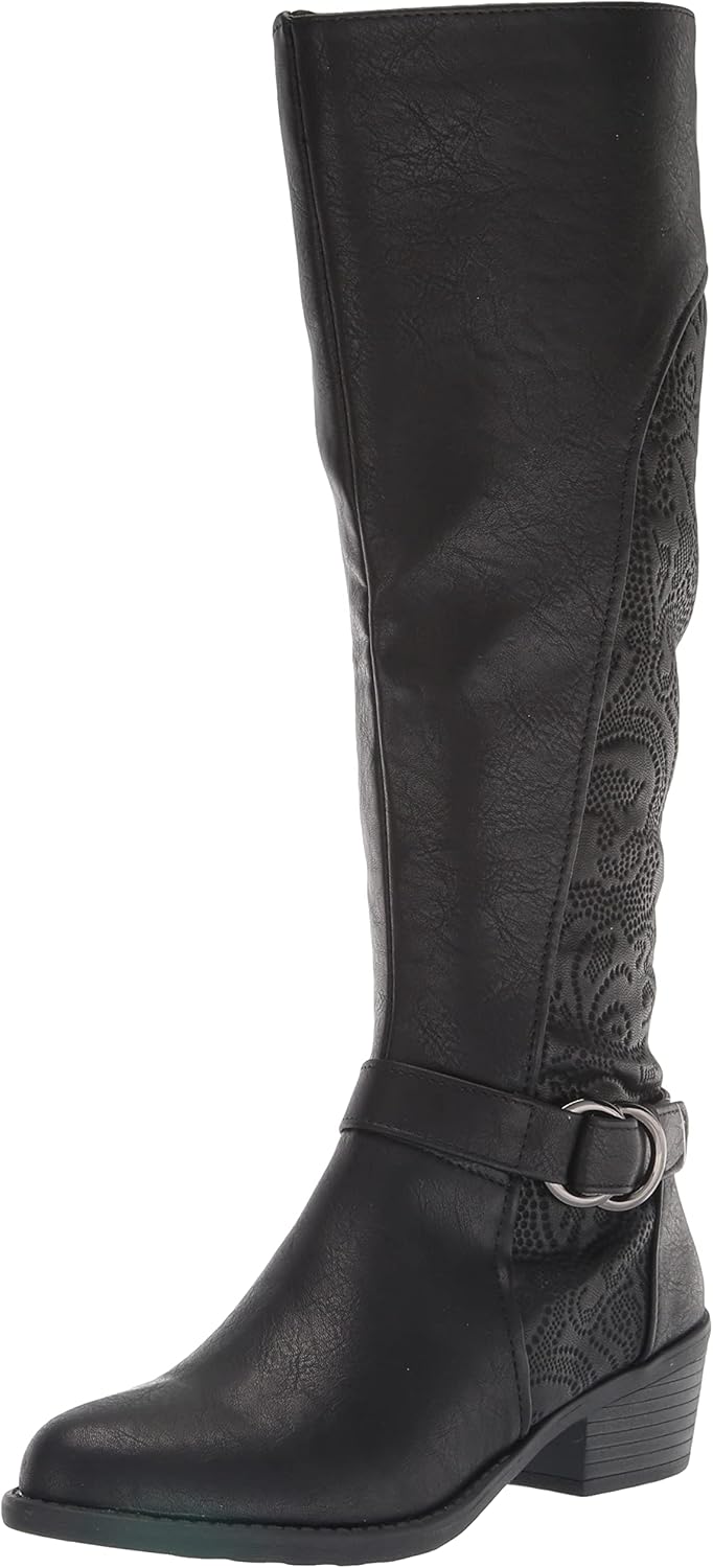 Easy Street Women's Luella Tall Boot Fashion, Black/Black Embossed/Gore, 10 Narrow