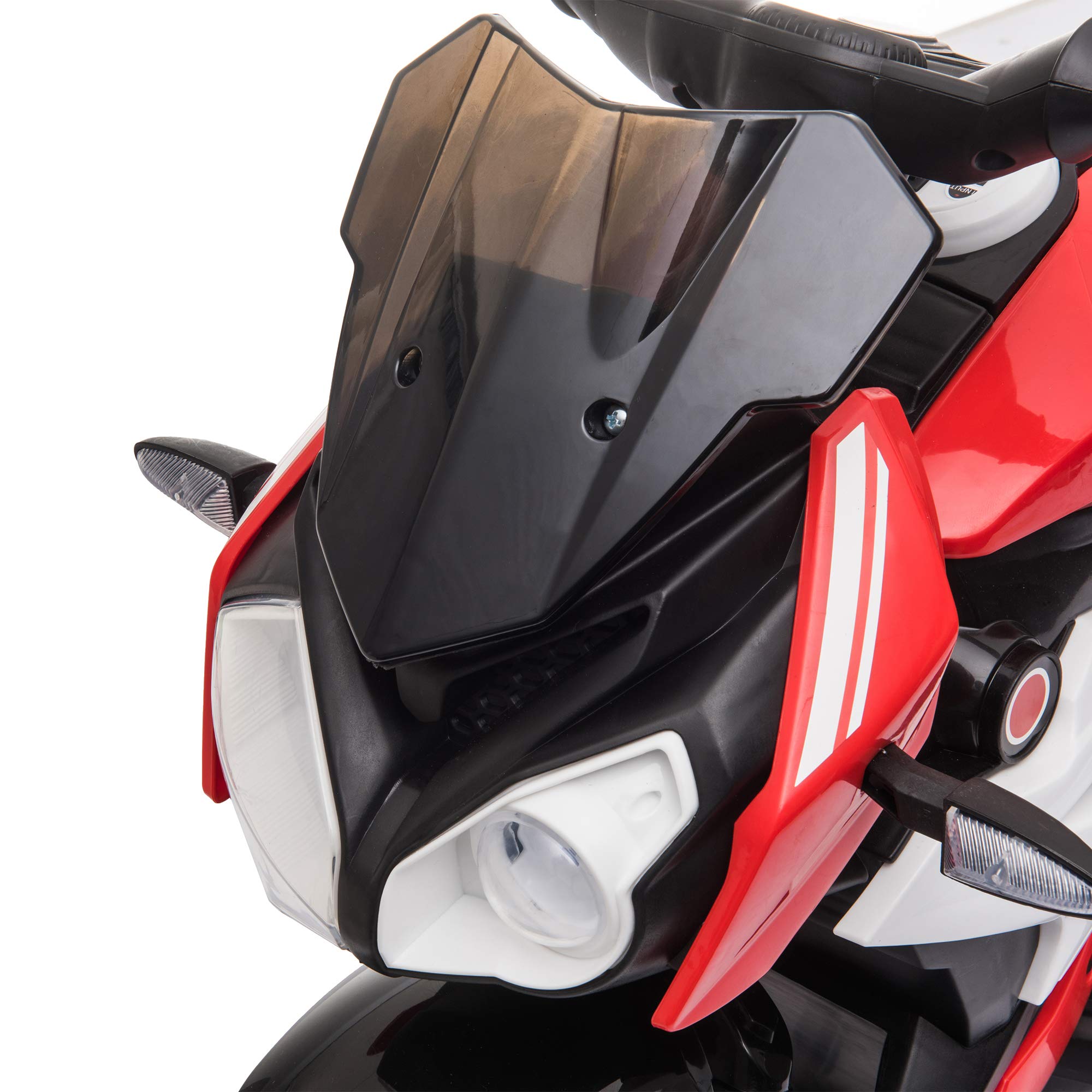 HOMCOM Moto Elettrica per Bambini 3-5 Anni Max. 25kg con Luci, Musica, Batteria 6V e Velocità 3km/h, 86x42x52 cm, Rossa