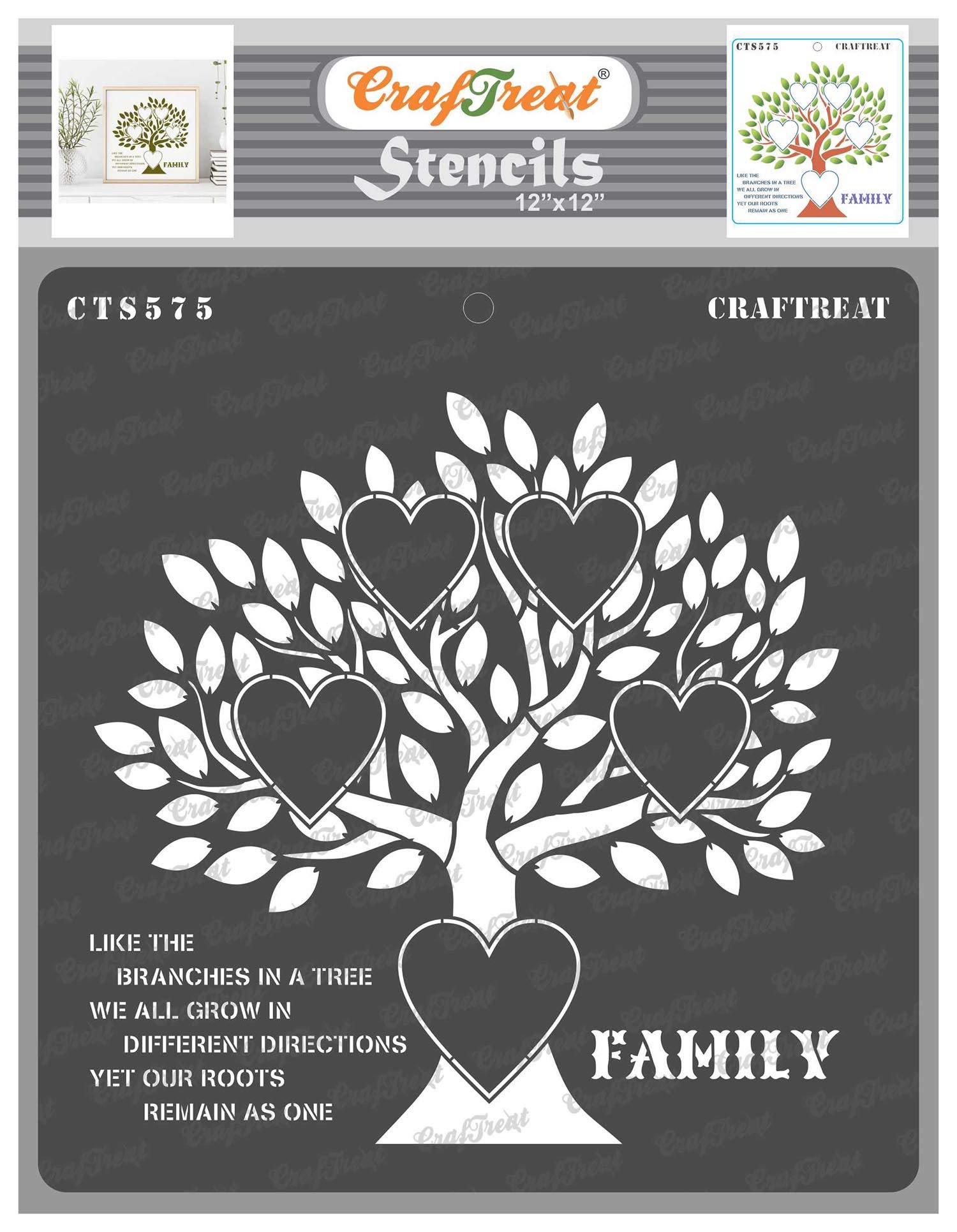 Buy CrafTreat Family Tree Wall Stencil for Painting on Concrete, Canvas