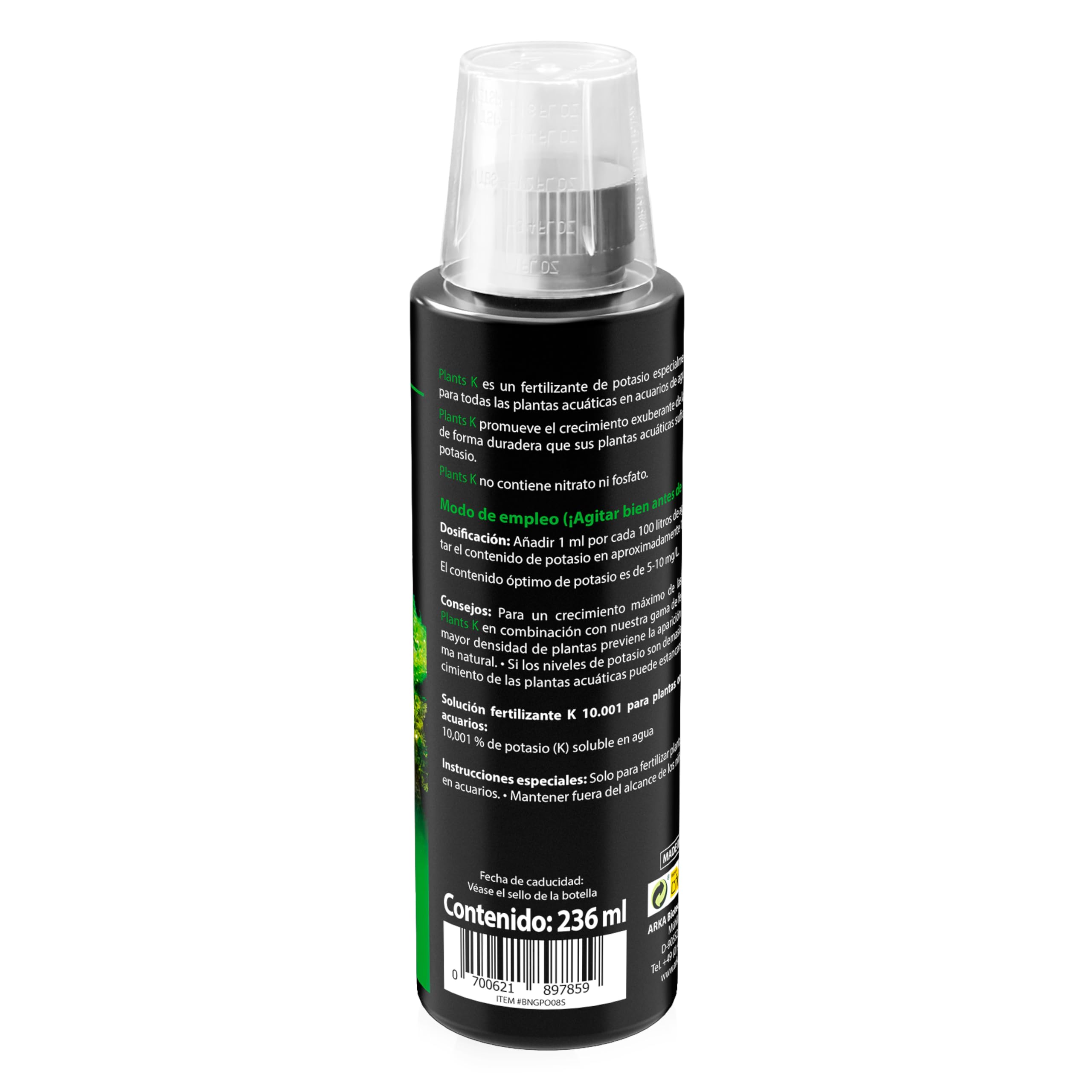 ARKA Plants K – Fertilizante líquido de potasio para Plantas de Acuario, Altamente Concentrado, Transparent