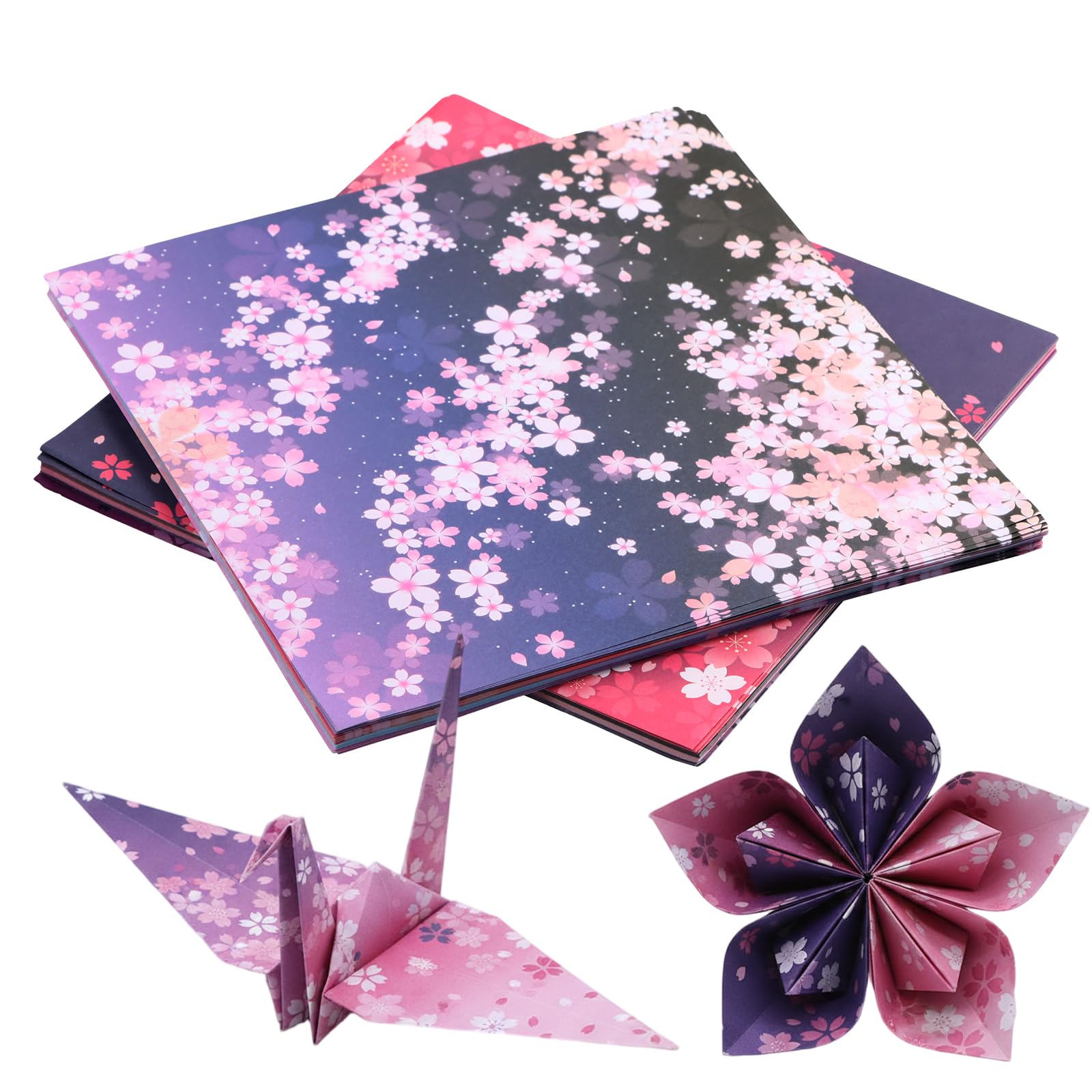 120 Hojas Papel Origami, 15x15 cm Papel Plegable Cuadrado Doble Cara con Diseño de Flores de Cerezo para Manualidades, Bricolaje, Niños y Adultos