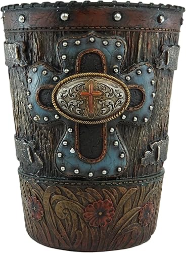 Miniatura 1 de Ebros Gift Cruz azul rústica del viejo mundo occidental con concho y cabezas de clavos en acabado de madera envejecida sintética con patrones