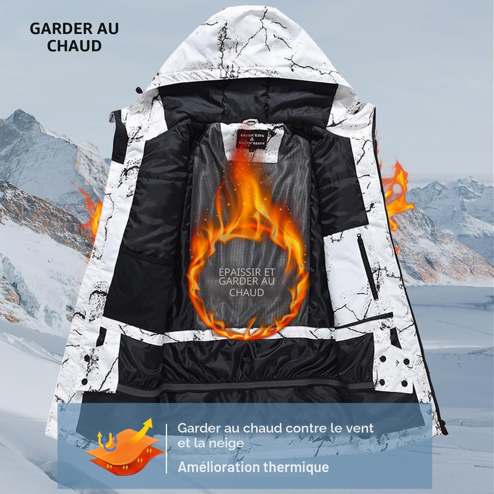 HOUZONIY Vestes de Ski et Pantalons de Ski Pour Hommes Vent Étanche Ensemble Ski Deux Pièces Ensemble De Pantalons De Vestes De Ski pour Les Sports d'hiver