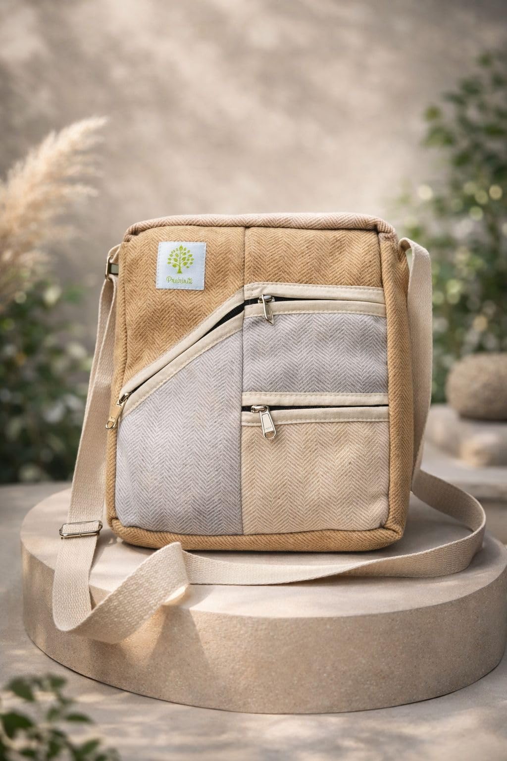 prakiriti Wool Crossbody Bag, Rectangular, 18 L Capacity, Casual Style, Unisex, Zipper Closure, 2 Compartments-picture-39