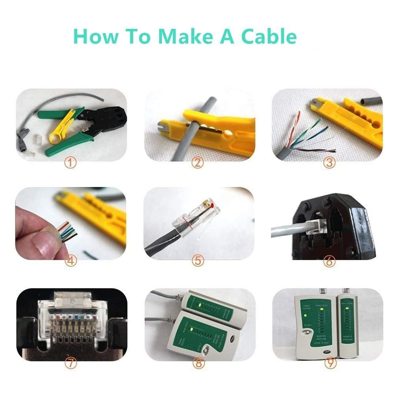 Kit Crimpatrice RJ45 per Rete, Pinze per Connettori RJ, Attrezzo