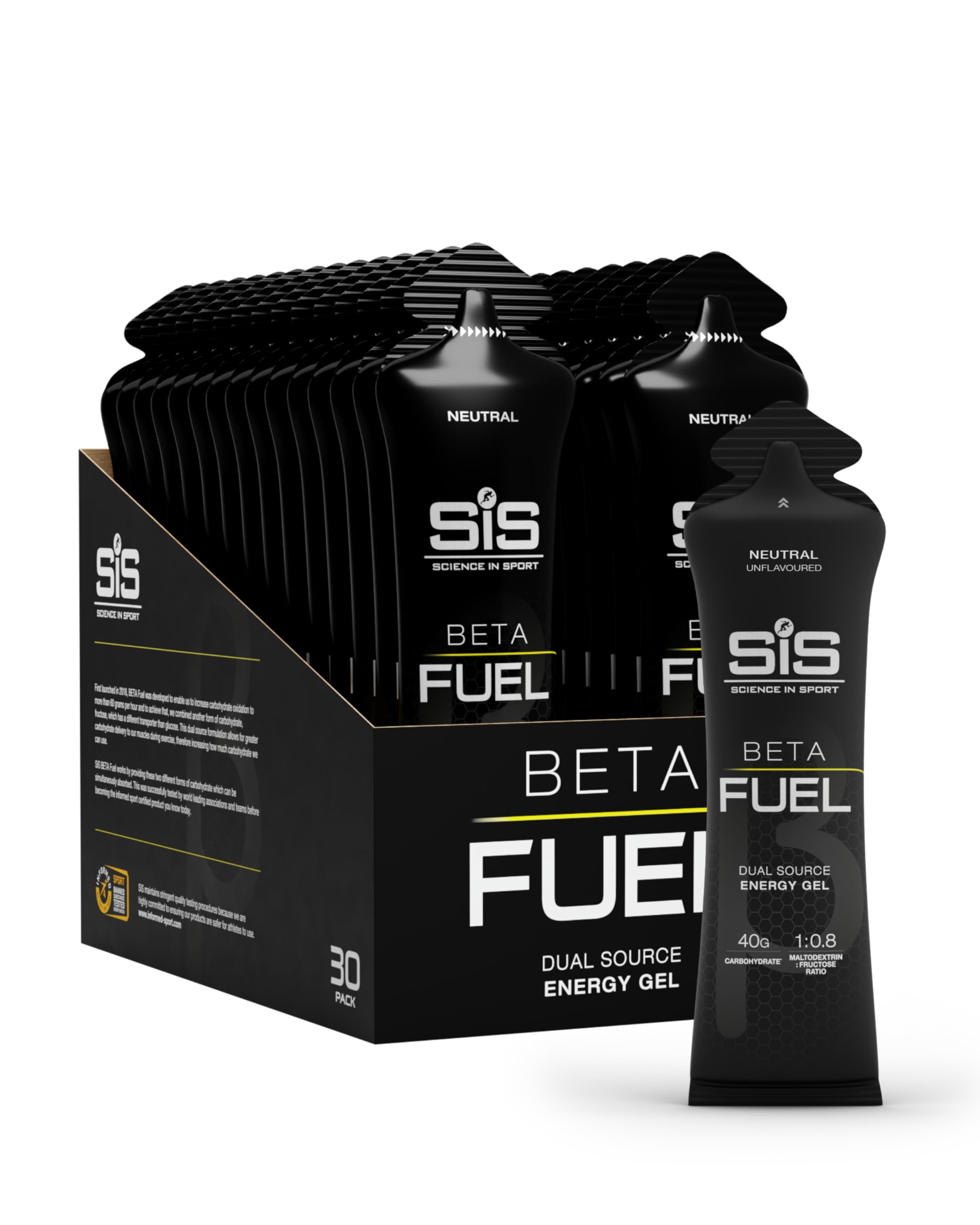 Science in Sport BETA Fuel Gels, Unflavoured, 30 x 60ml