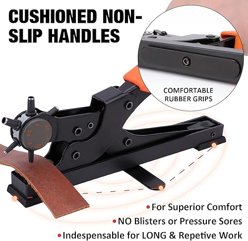 Miniatura 5 de KingTool Juego de perforadores de cuero de escritorio, perforador giratorio súper resistente, herramienta para hacer varios tamaños de agujeros