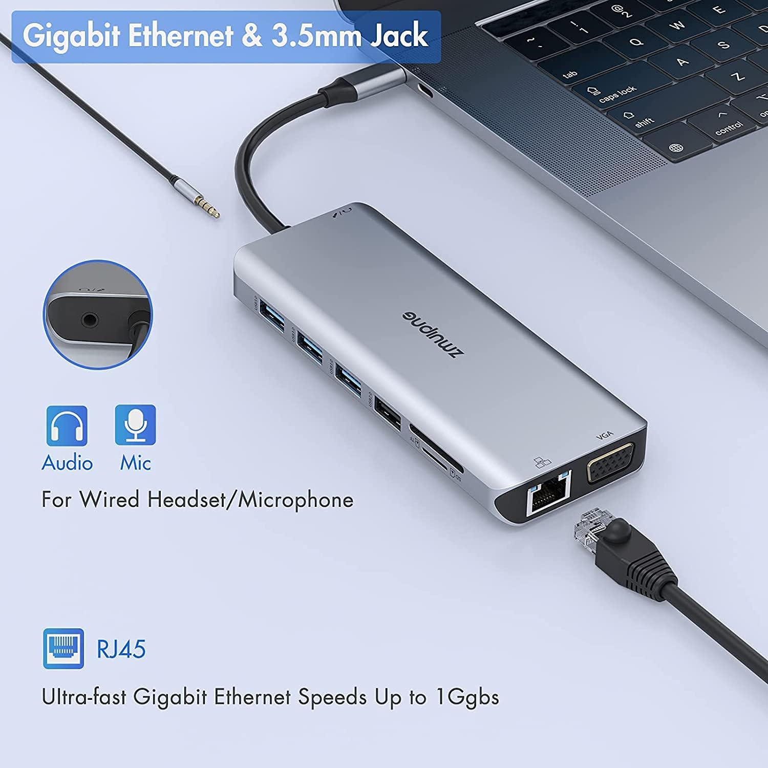 USB C Laptop Docking Station Dual Monitor HDMI for HP Dell XPS, Universal USB-C Dock Thunderbolt Hub Triple Display to 2 HDMI 4K,VGA,Ethernet,5 USB Ports,100W PD,SD/TF,3.5MM for Lenovo Yoga,Surface... : Electronics
