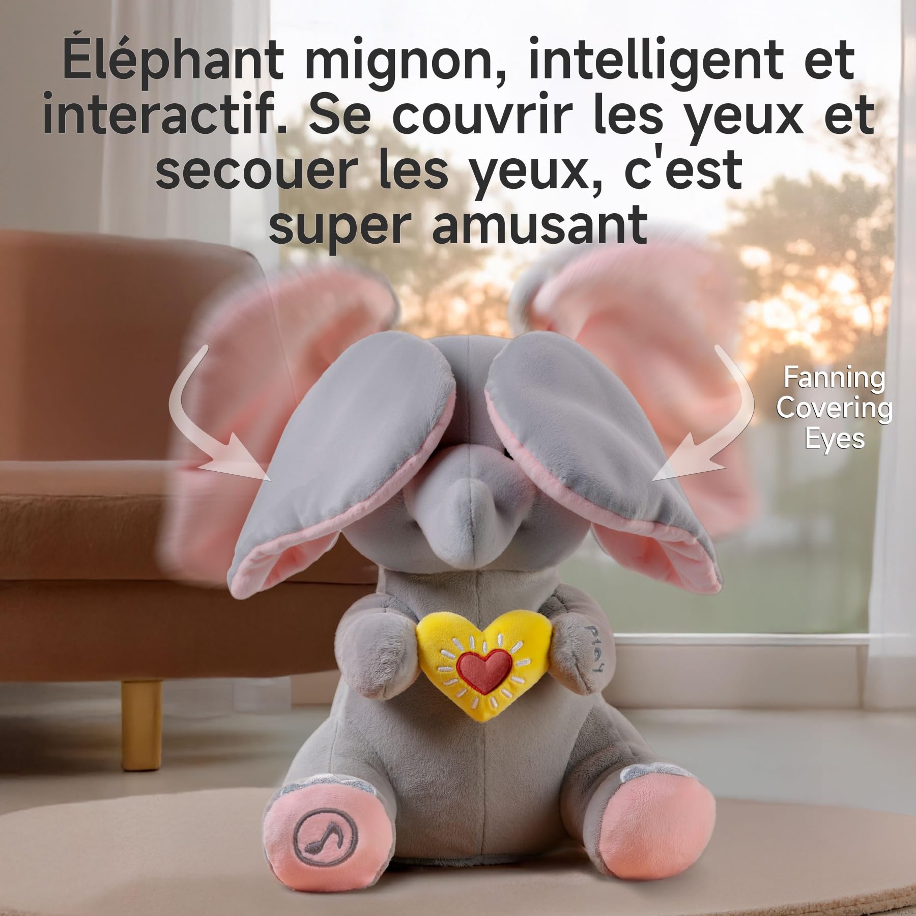 Flappy L'Éléphant Peluche Éléphant Animé Interactif Qui Chante Jouet Électrique Doudou Musical pour Bébé