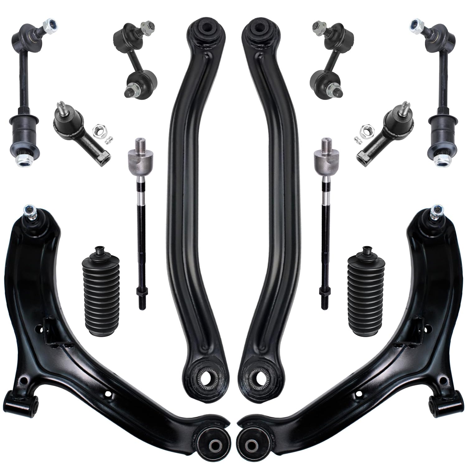 Detroit Axle - 14PC Front and Rear Lower Control Arms w/Sway Bars, Inner