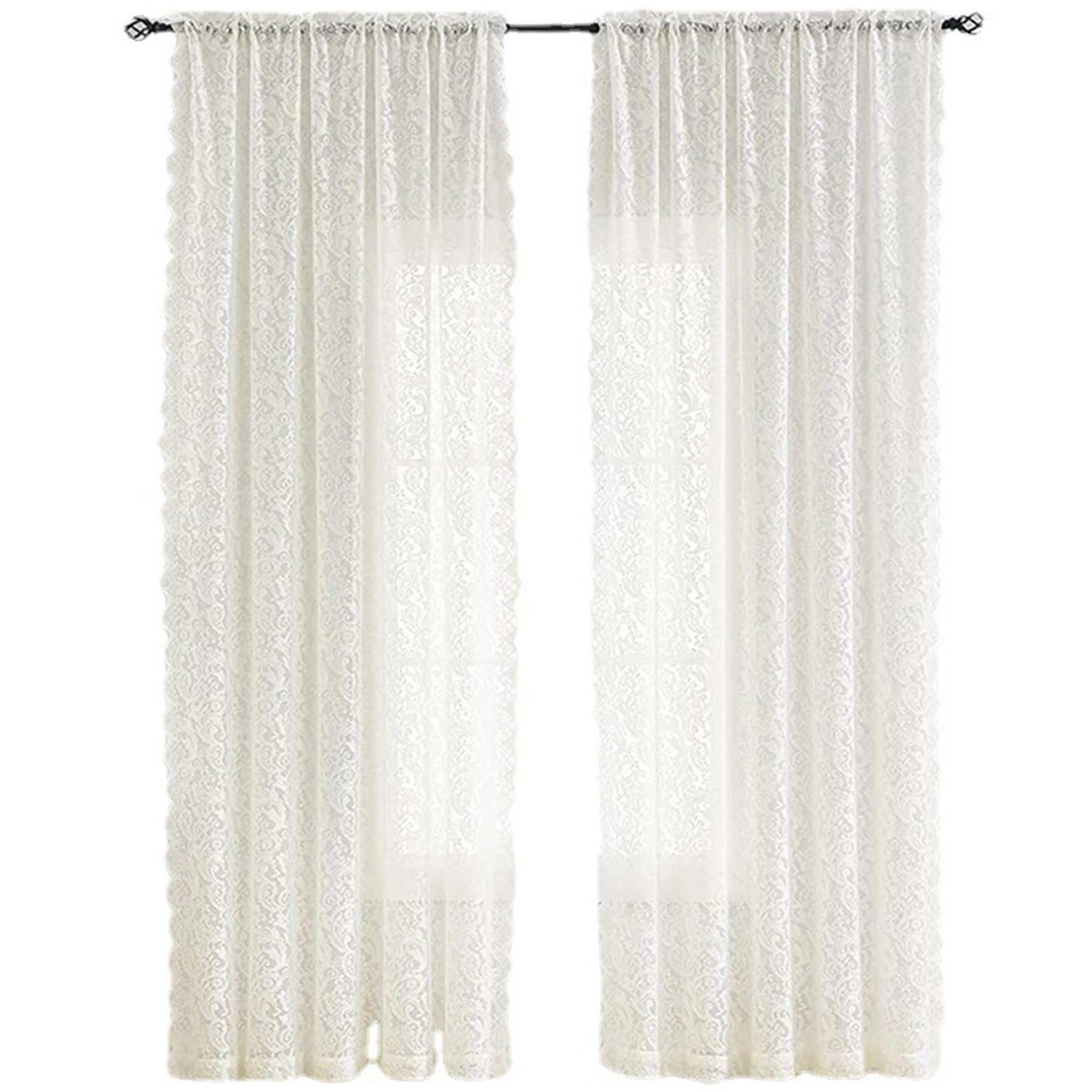 Rideaux en dentelle blanche 80 pouces de style victorien au crochet floral