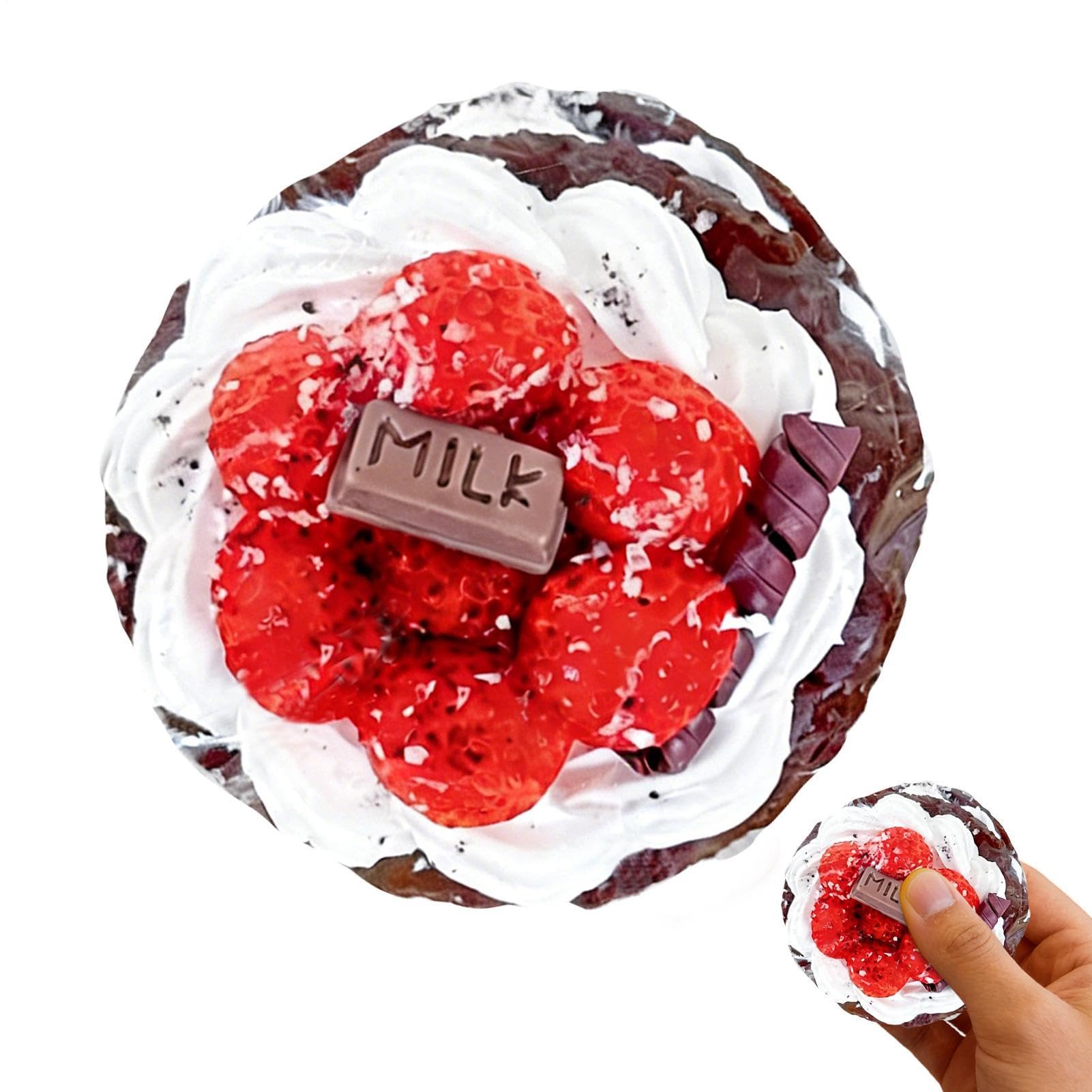 Cake Squeeze, Cake Click Stress Relief Clicker, Squeeze Dessert Stress Ball, Realistic Strawberry Cream Layer Cakes Squeezes Toy, For Home Office Decor & Stocking Stuffers